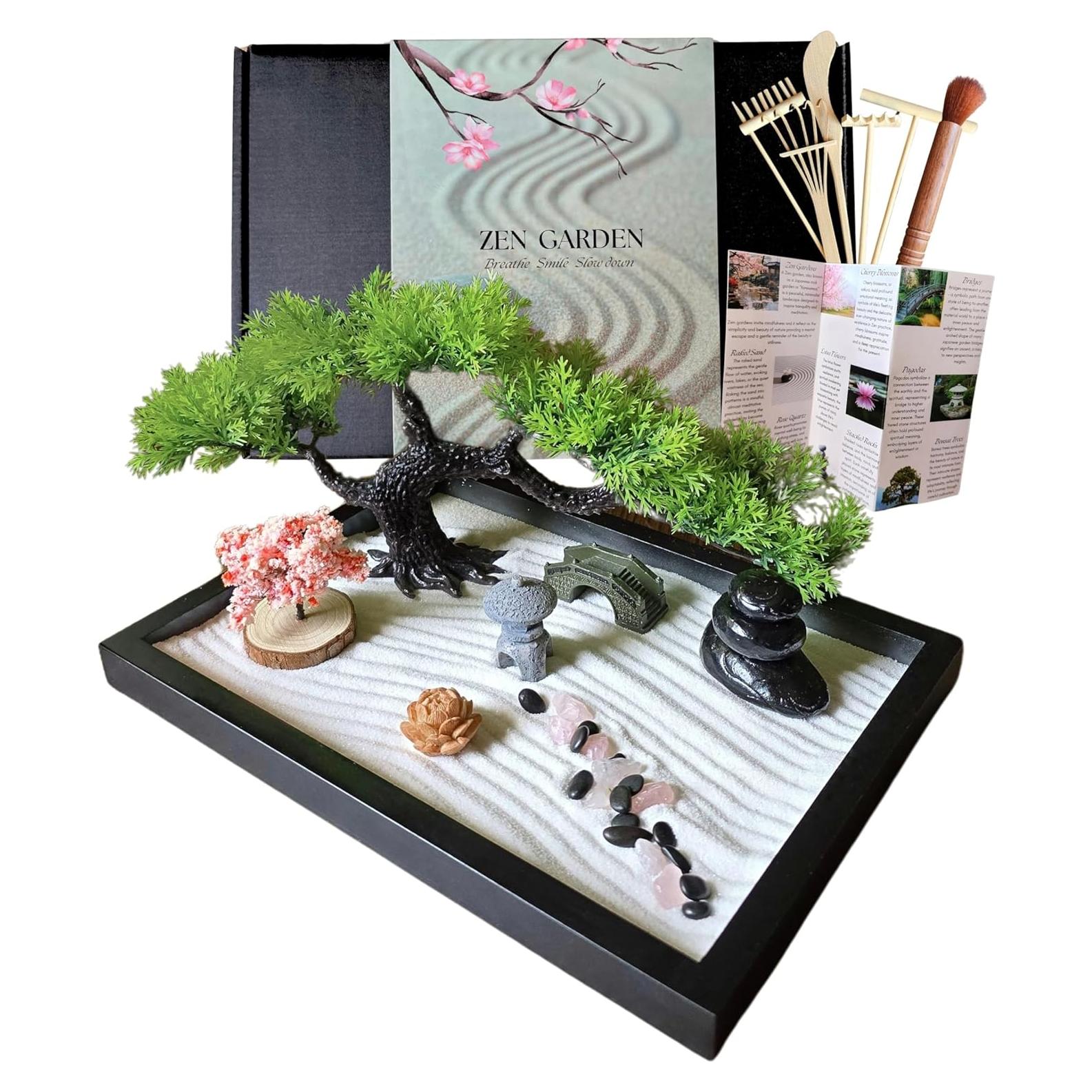 Jardín Zen para Escritorio Earthy Blendz - Cuarzo Rosa y Arena