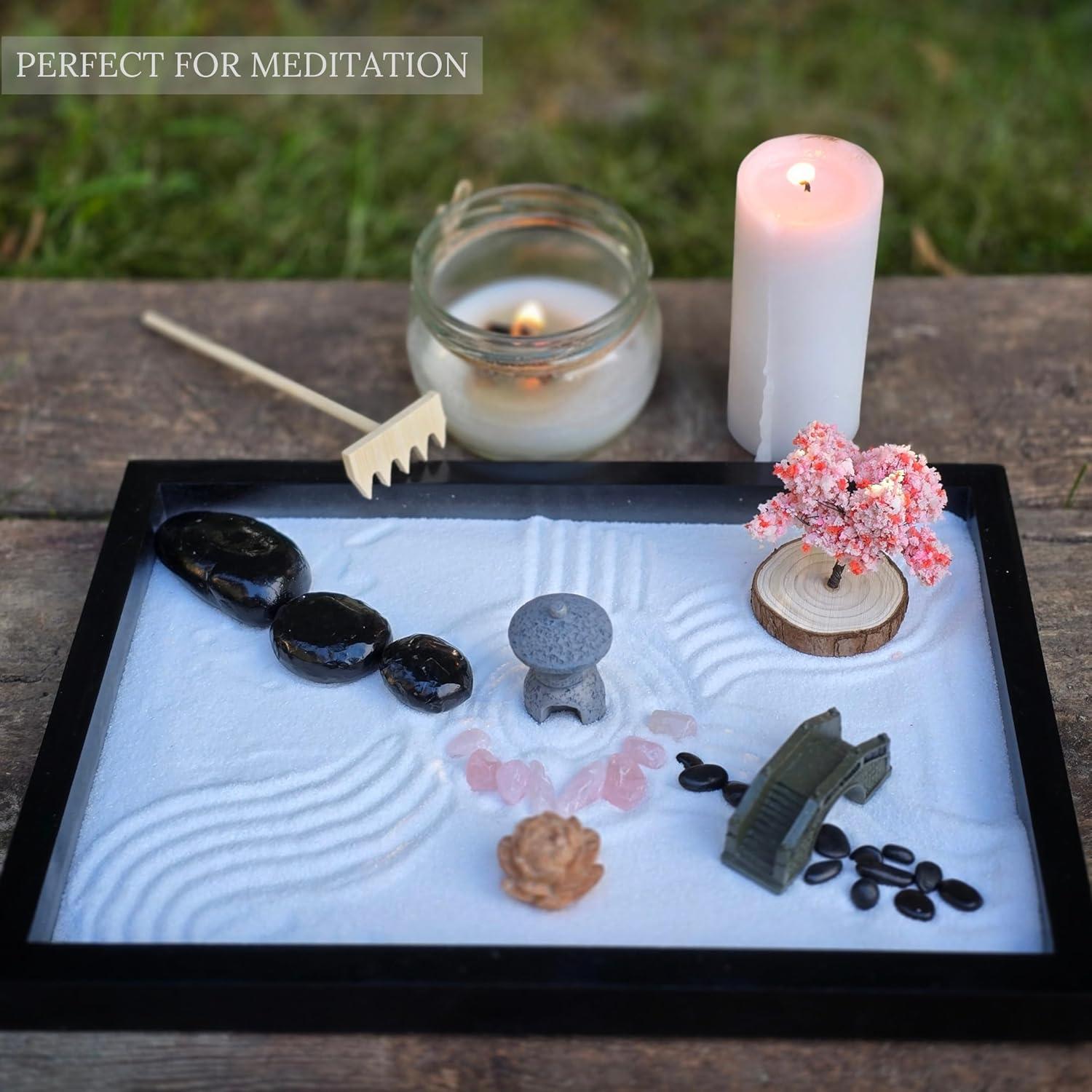 Jardín Zen para Escritorio Earthy Blendz - Cuarzo Rosa y Arena