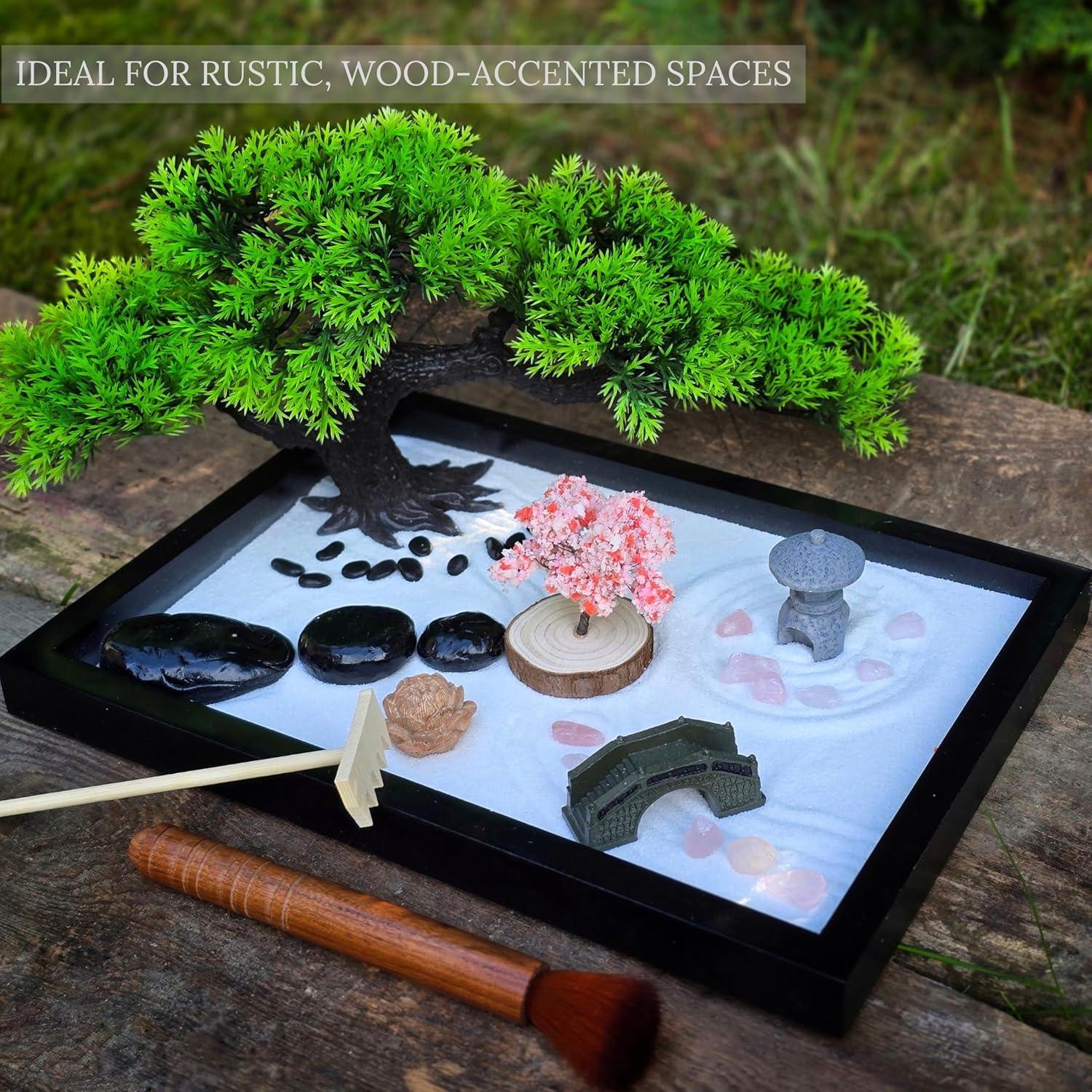 Jardín Zen para Escritorio Earthy Blendz - Cuarzo Rosa y Arena