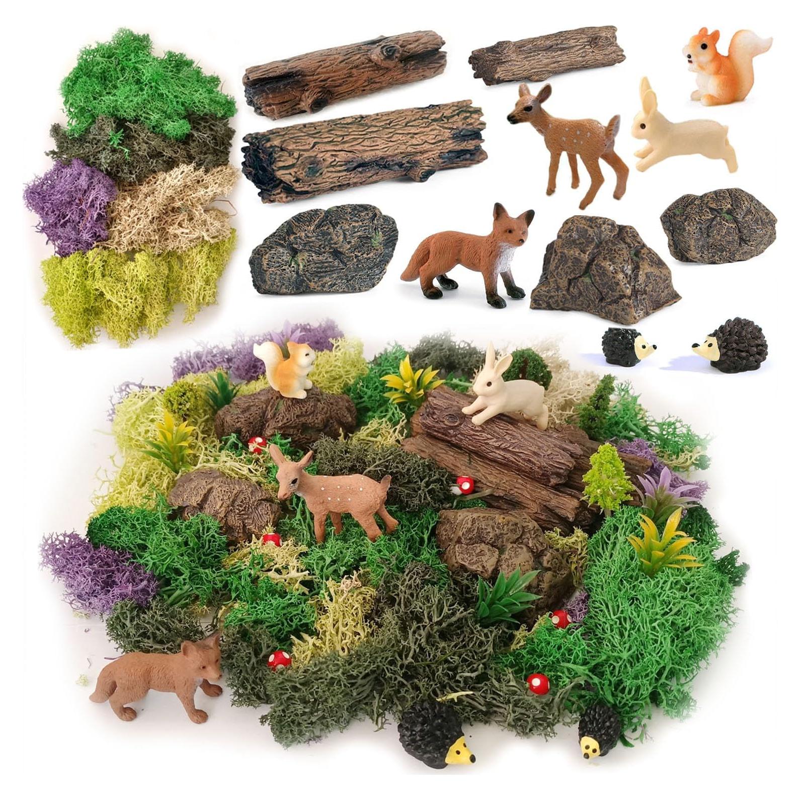 Kit de Jardín de Hadas 28 Piezas con Animales y Musgo