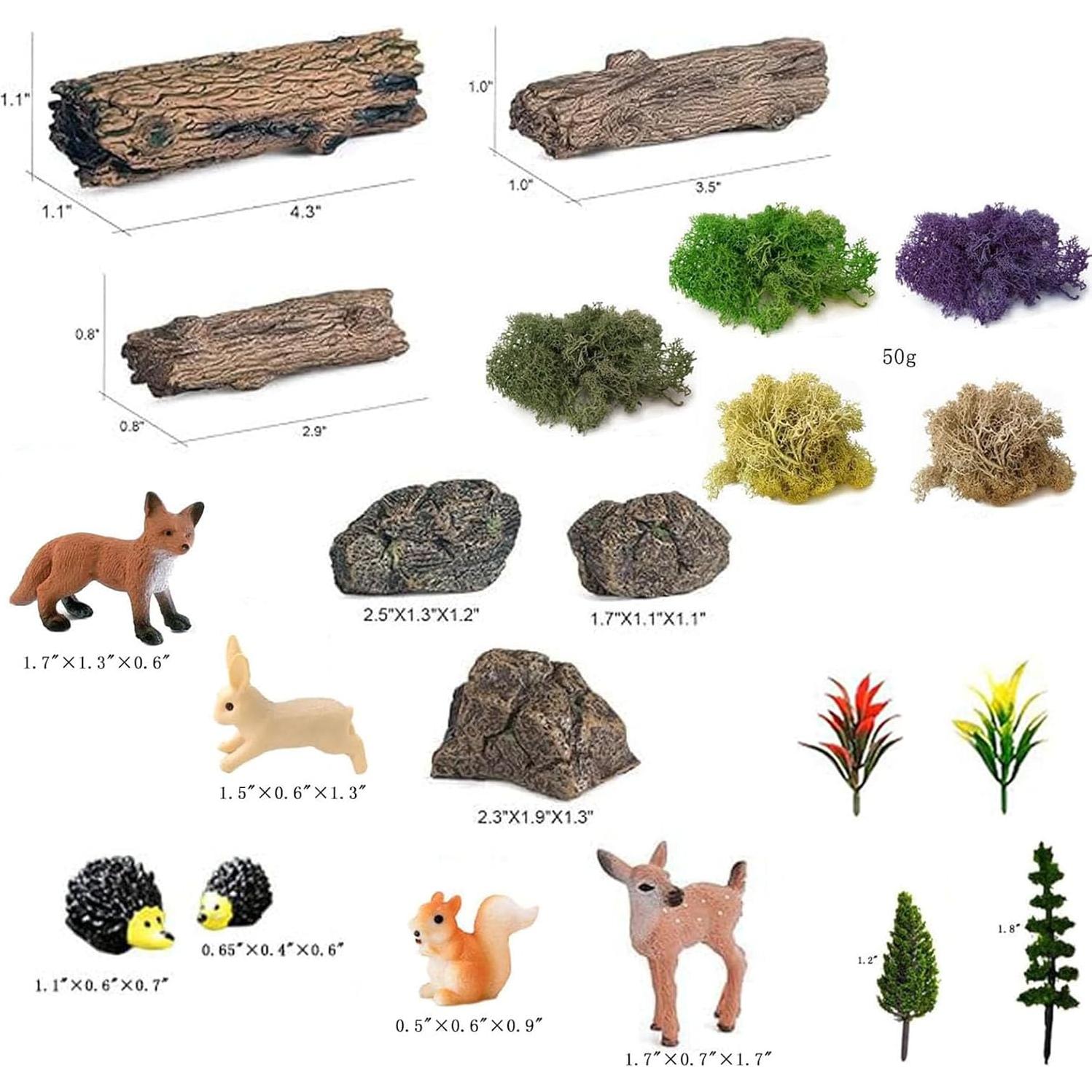 Kit de Jardín de Hadas 28 Piezas con Animales y Musgo
