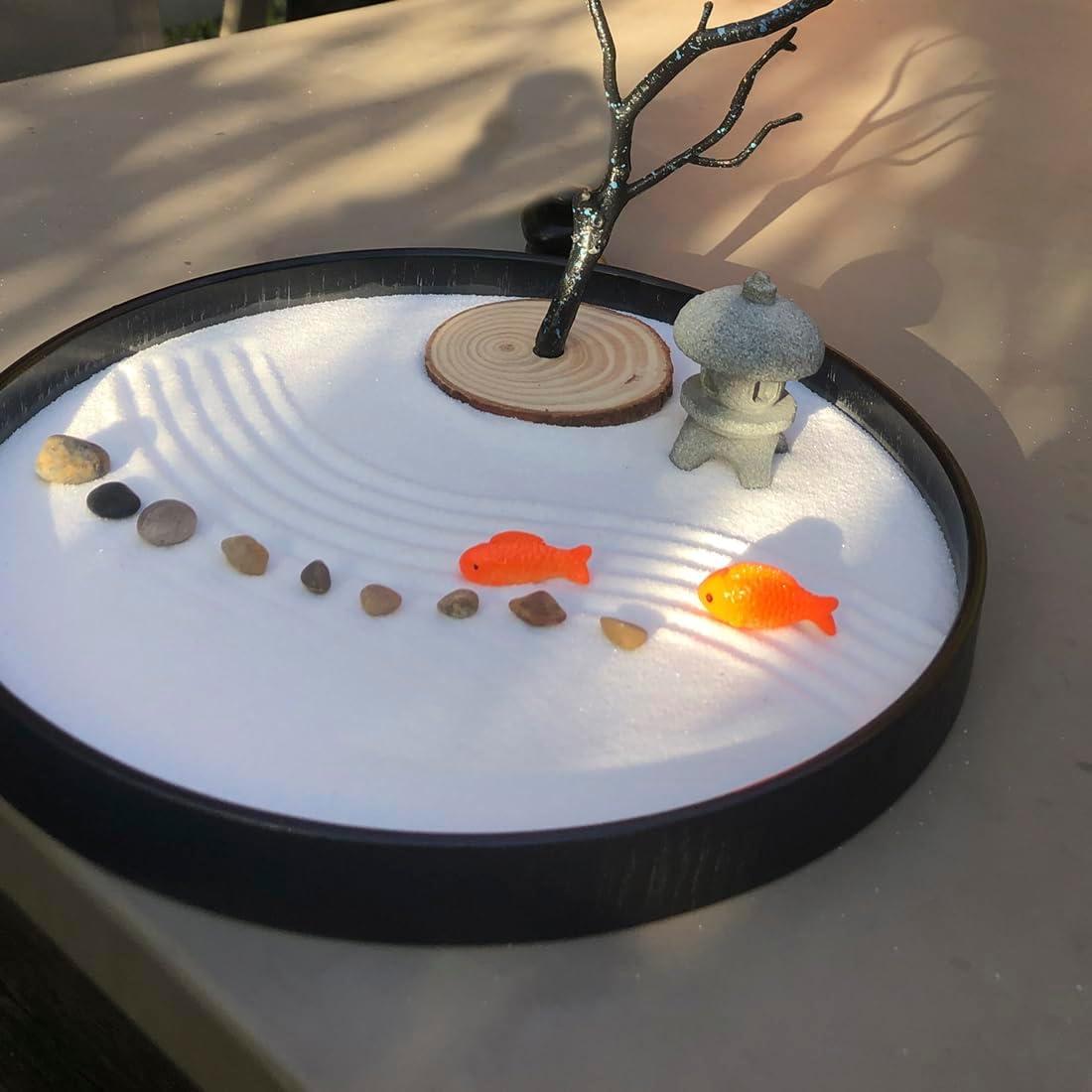 Jardín Zen de Escritorio AOVOA con Reloj de Arena Recargable