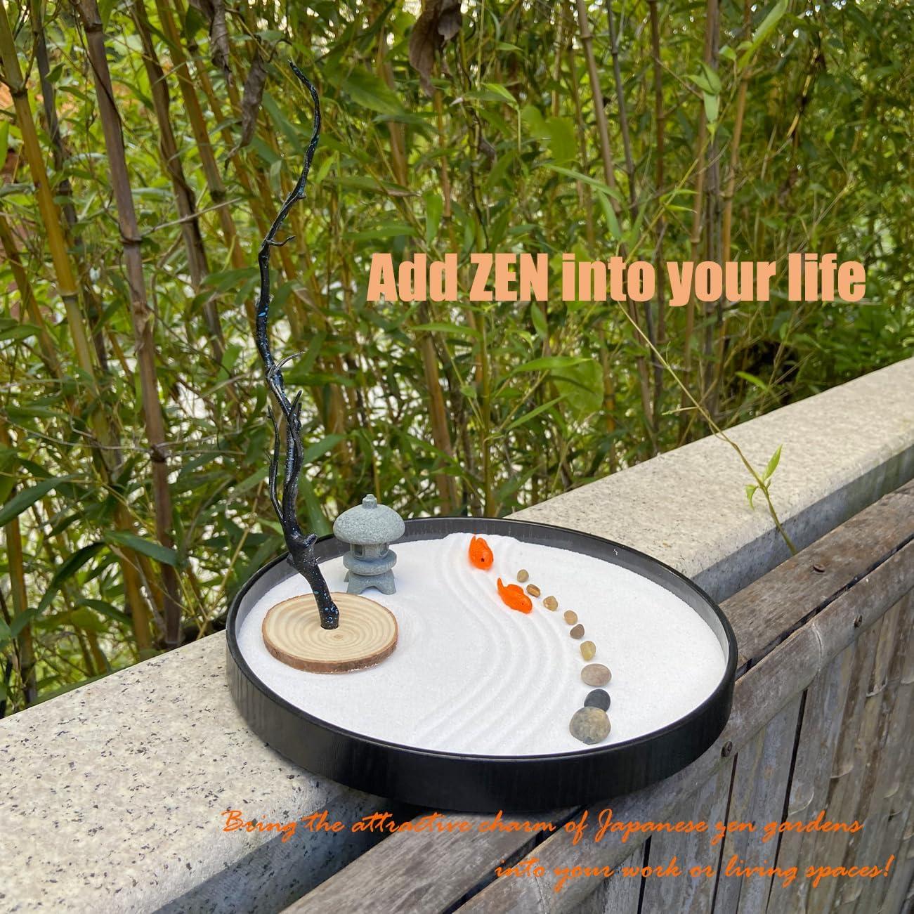 Jardín Zen de Escritorio AOVOA con Reloj de Arena Recargable