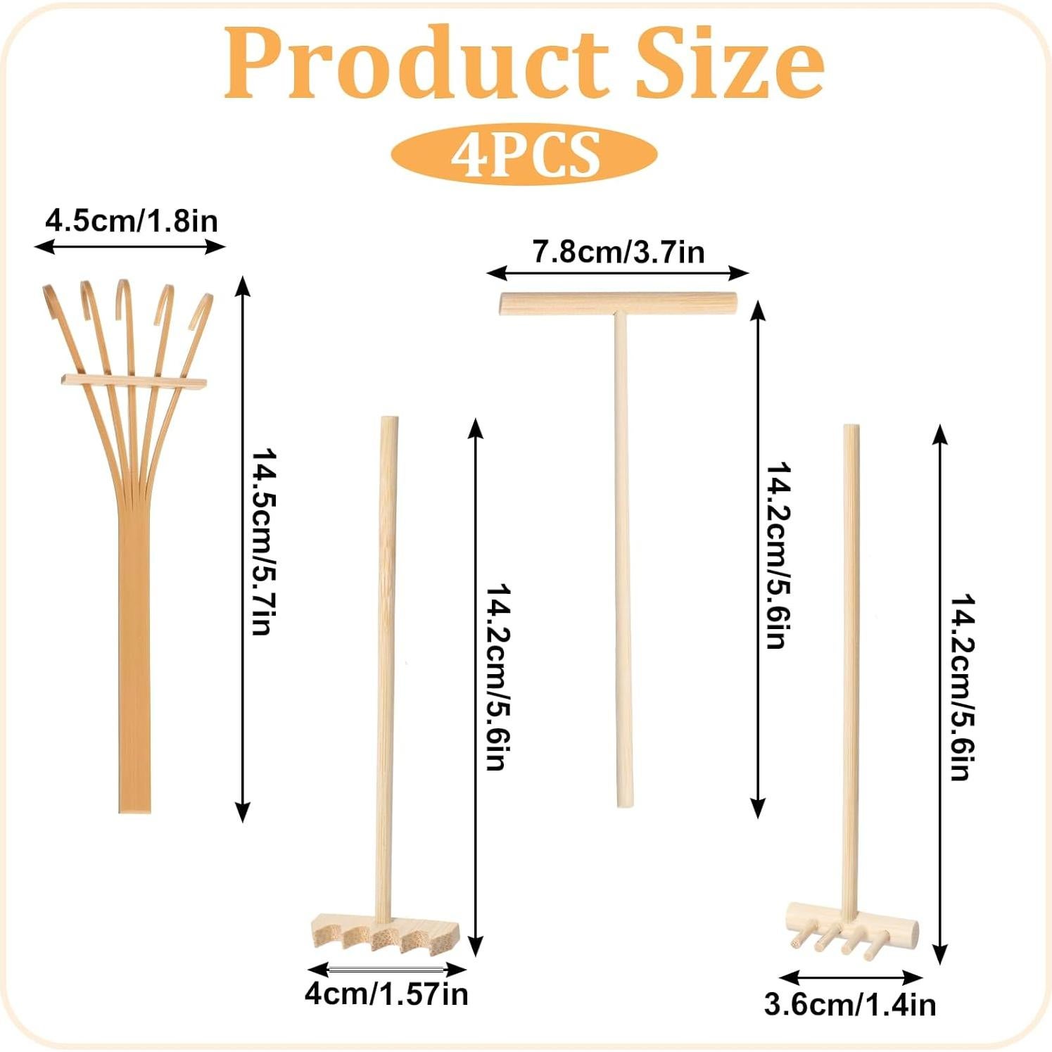 Kit de Jardín Zen 4 Piezas Cobee - Rastrillos de Bambú
