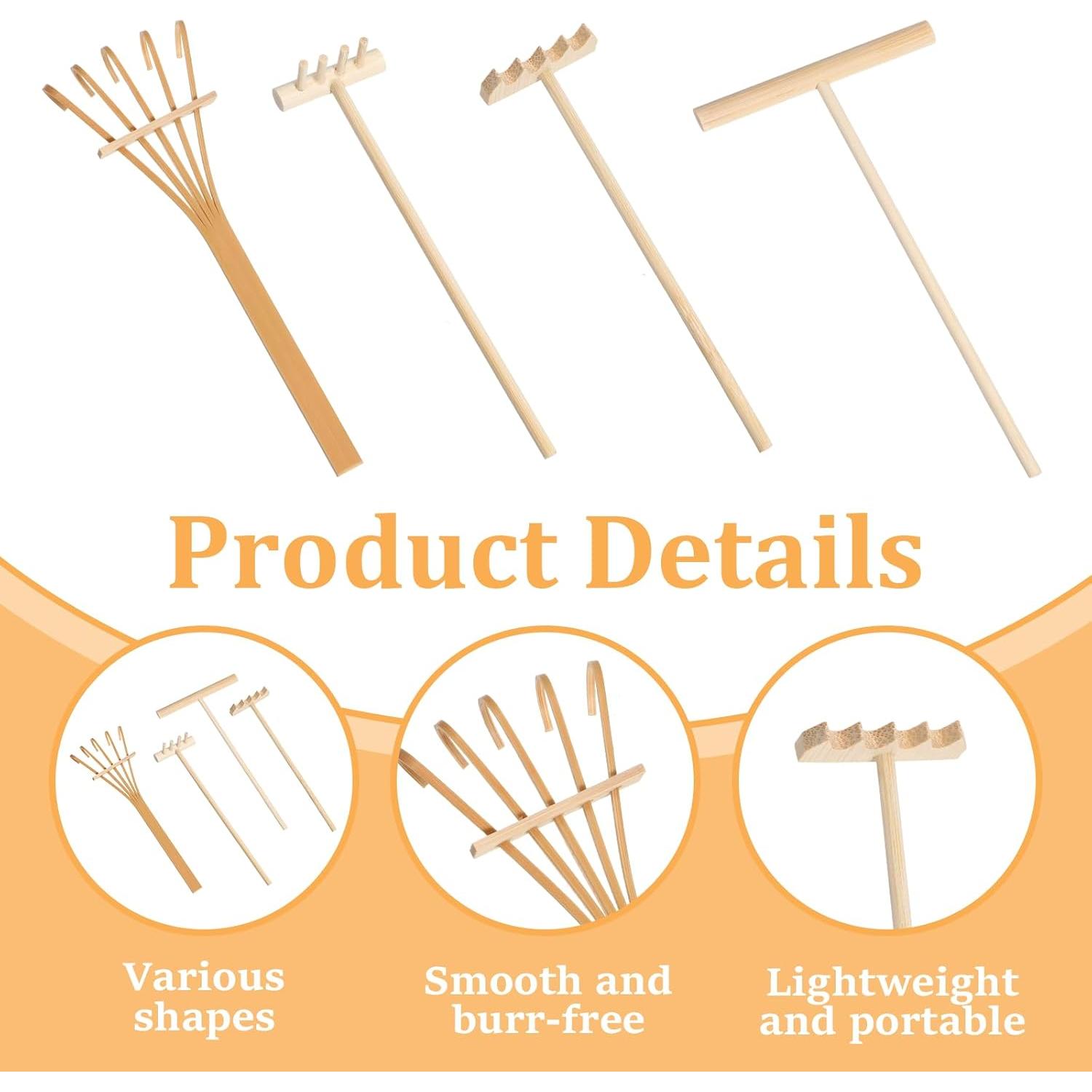 Kit de Jardín Zen 4 Piezas Cobee - Rastrillos de Bambú