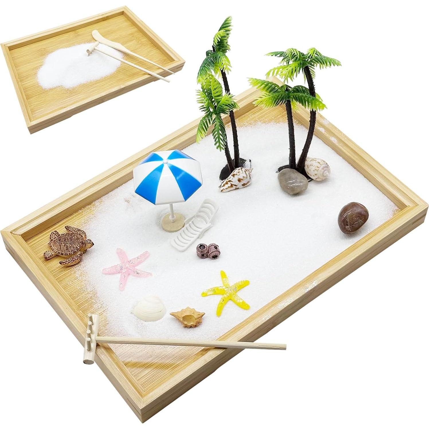 Kit Jardín Zen Mini Woohome con Arena y Miniaturas 29x19cm