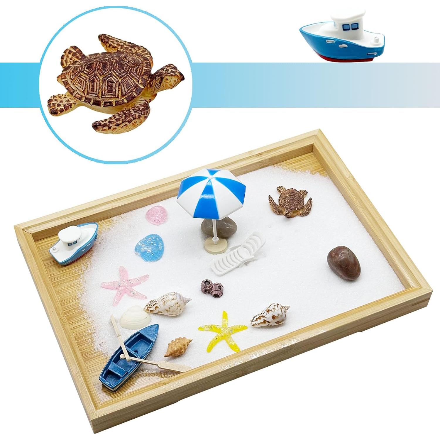 Kit Jardín Zen Mini Woohome con Arena y Miniaturas 29x19cm