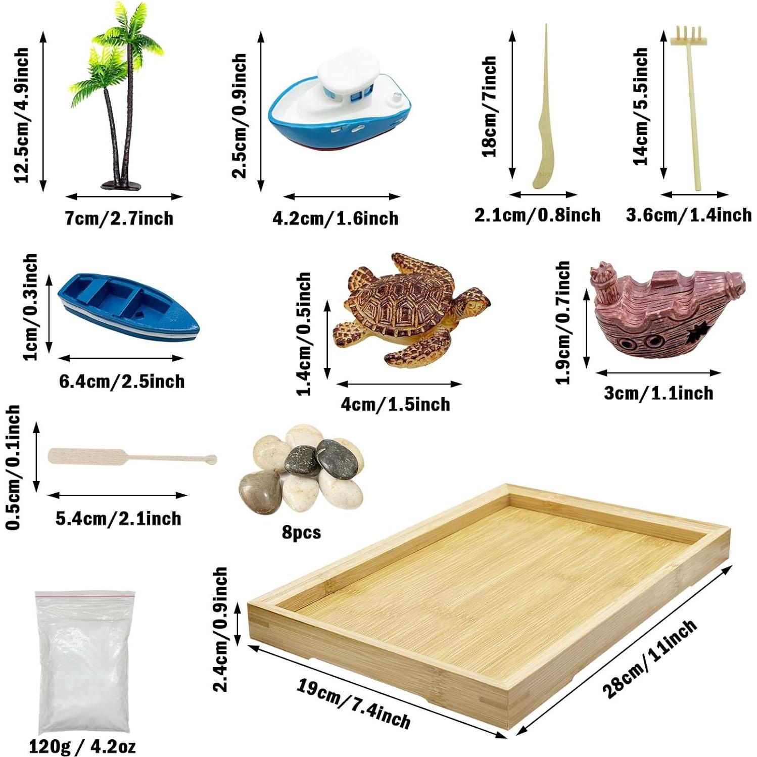 Kit Jardín Zen Mini Woohome con Arena y Miniaturas 29x19cm