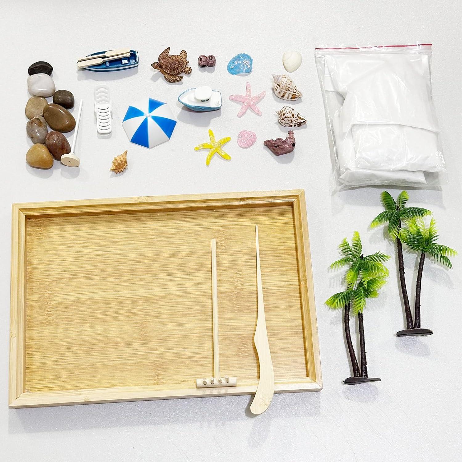 Kit Jardín Zen Mini Woohome con Arena y Miniaturas 29x19cm