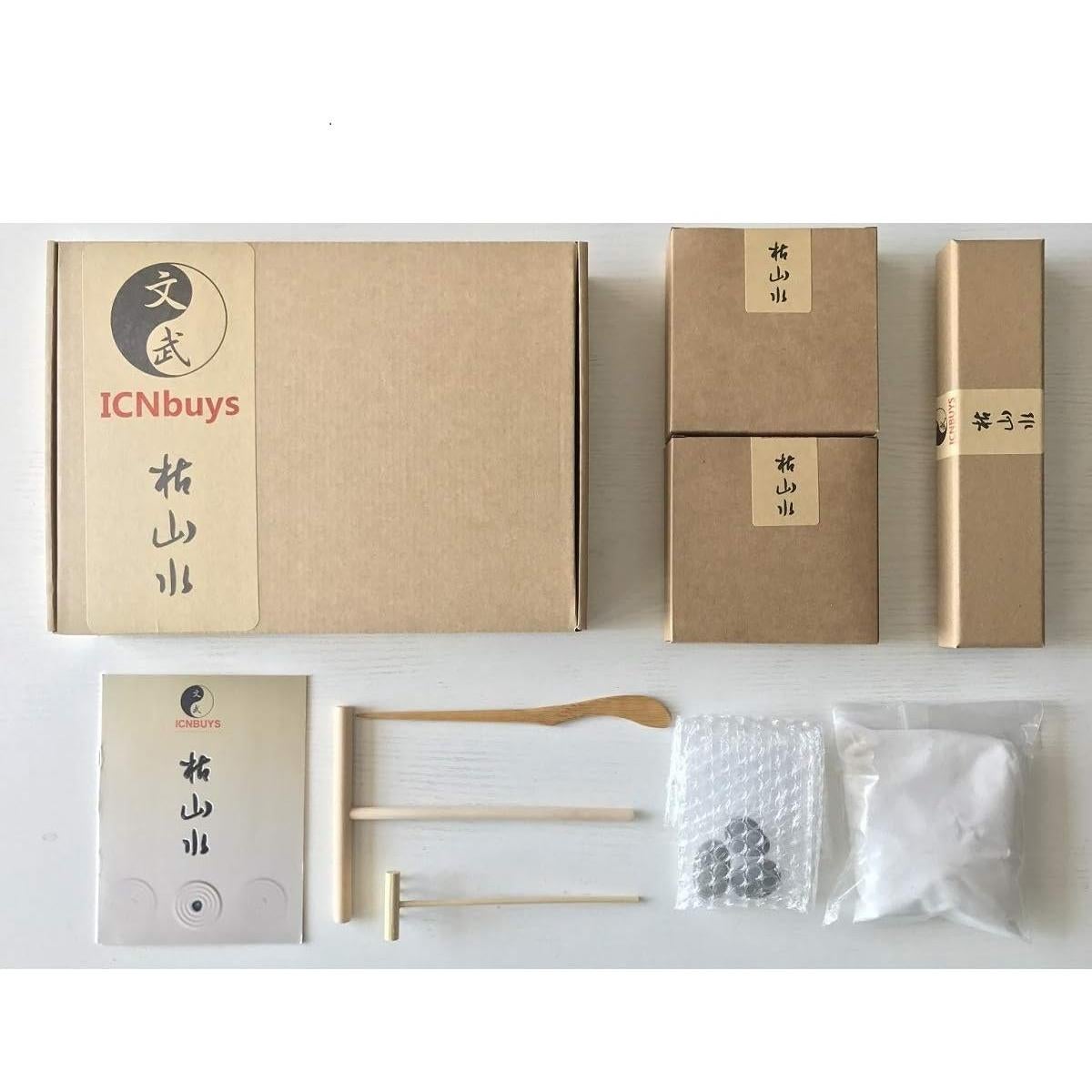 Mini Jardín Zen Clásico ICNBUYS con Rastrillo y Bolígrafos