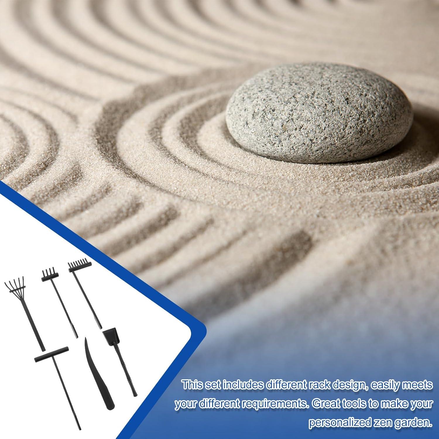 Kit 6 Pcs Rastrillos de Jardín Zen Negro - Herramientas de Arena