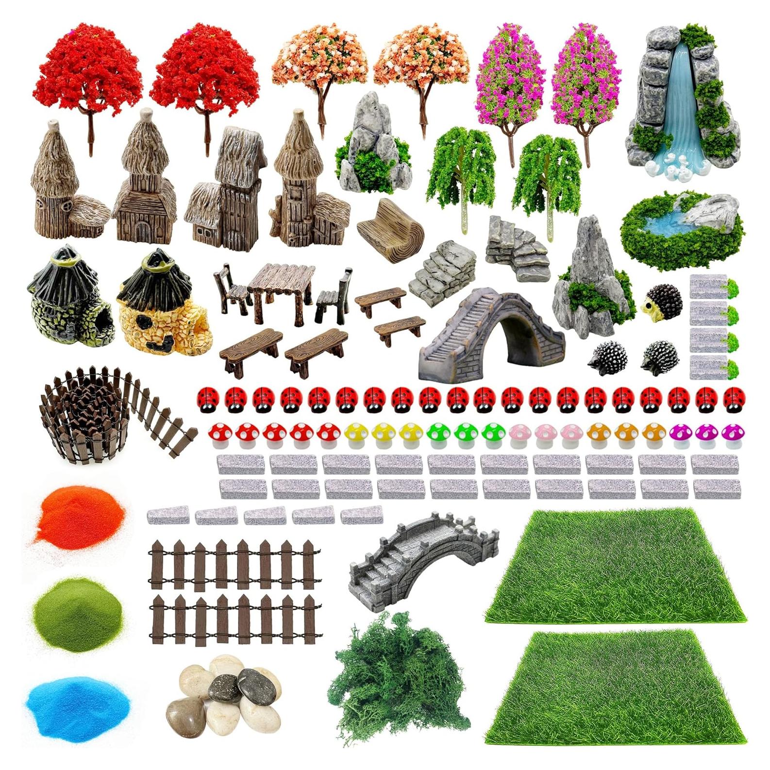 Kit de Jardín Mini Woohome 121 PCS Accesorios Decorativos