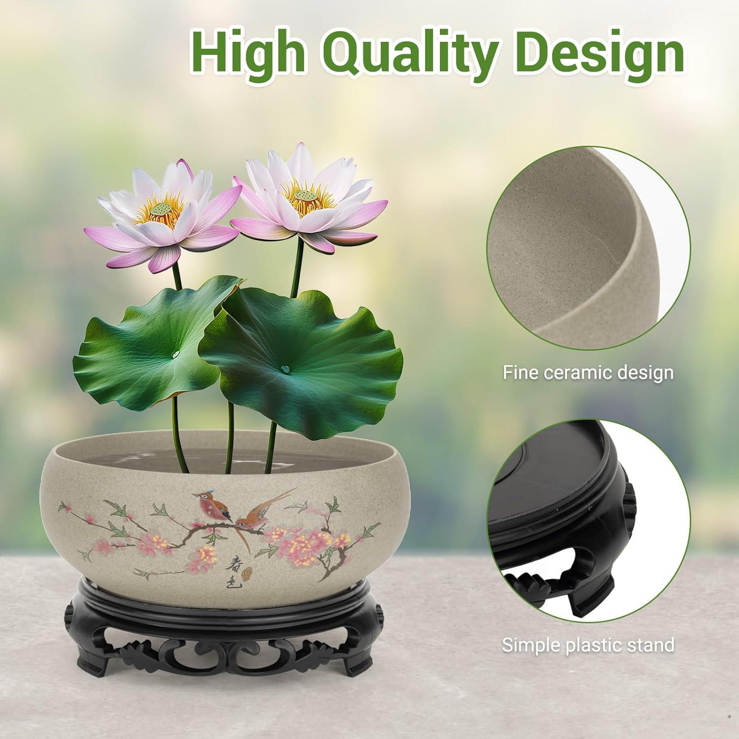 Maceta de Cerámica Lotus Bowl Genérica Mediana Gris2