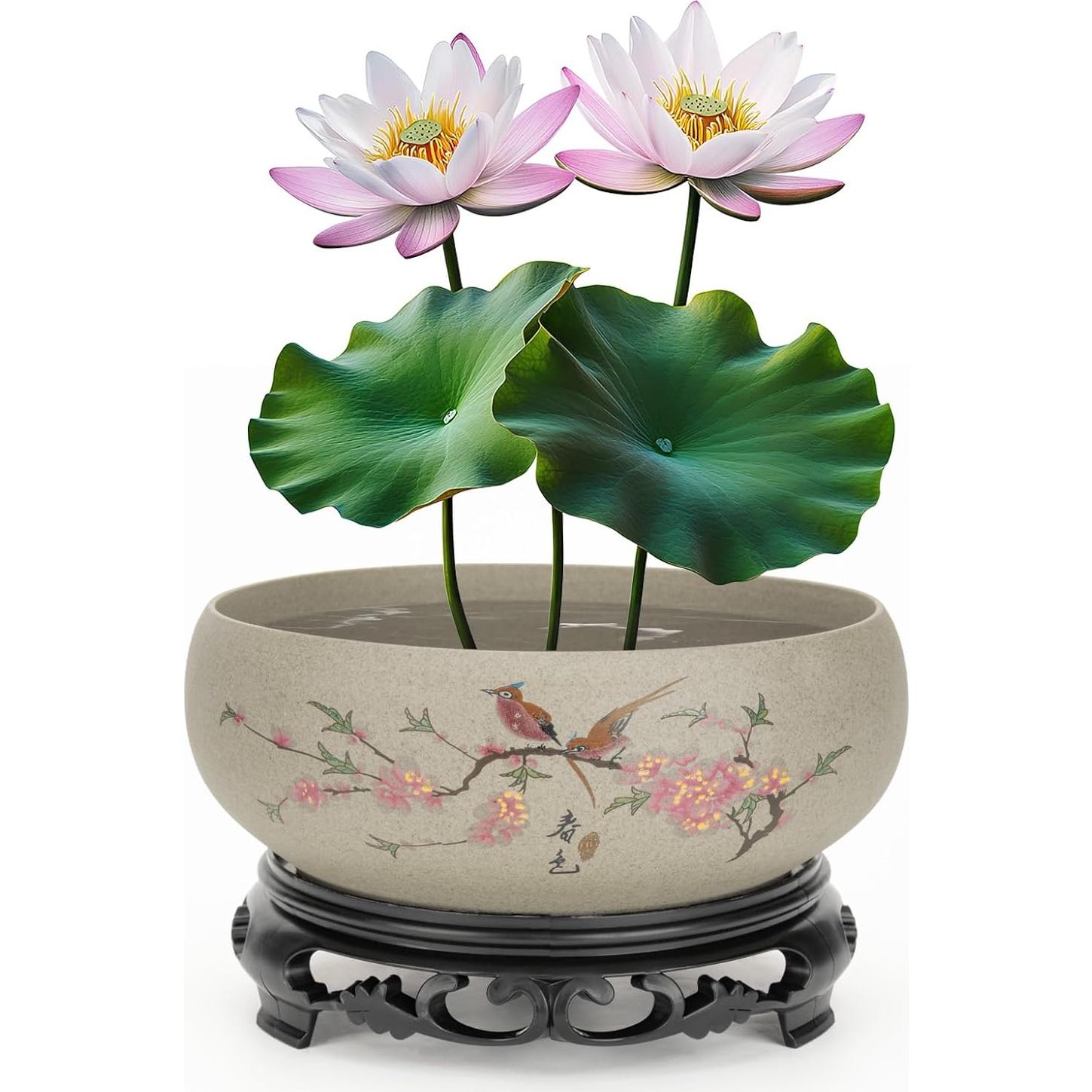 Maceta de Cerámica Lotus Bowl Genérica Mediana Gris2