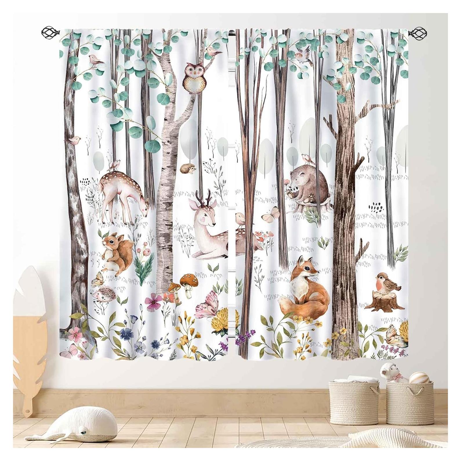 Cortinas TKUYO Woodland 2 Paneles Animales 52x84 cm