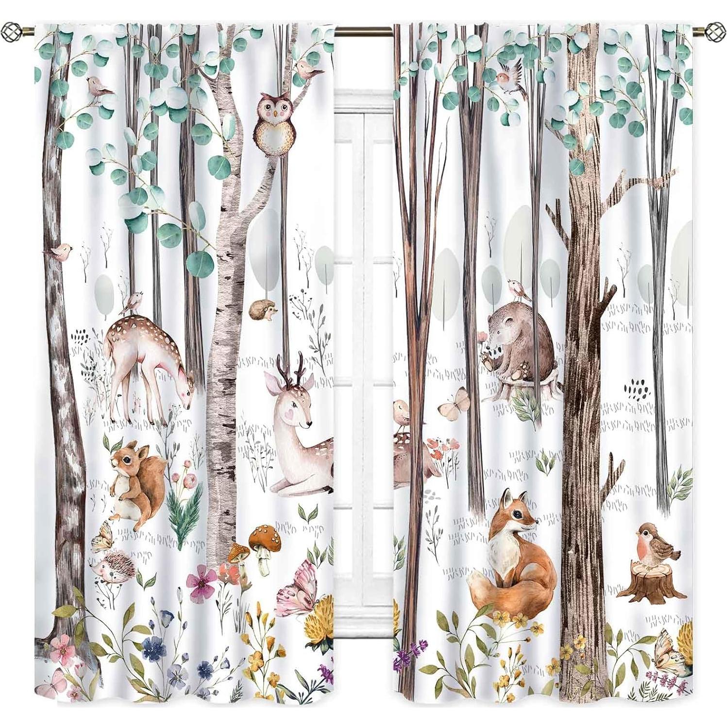 Cortinas TKUYO Woodland 2 Paneles Animales 52x84 cm