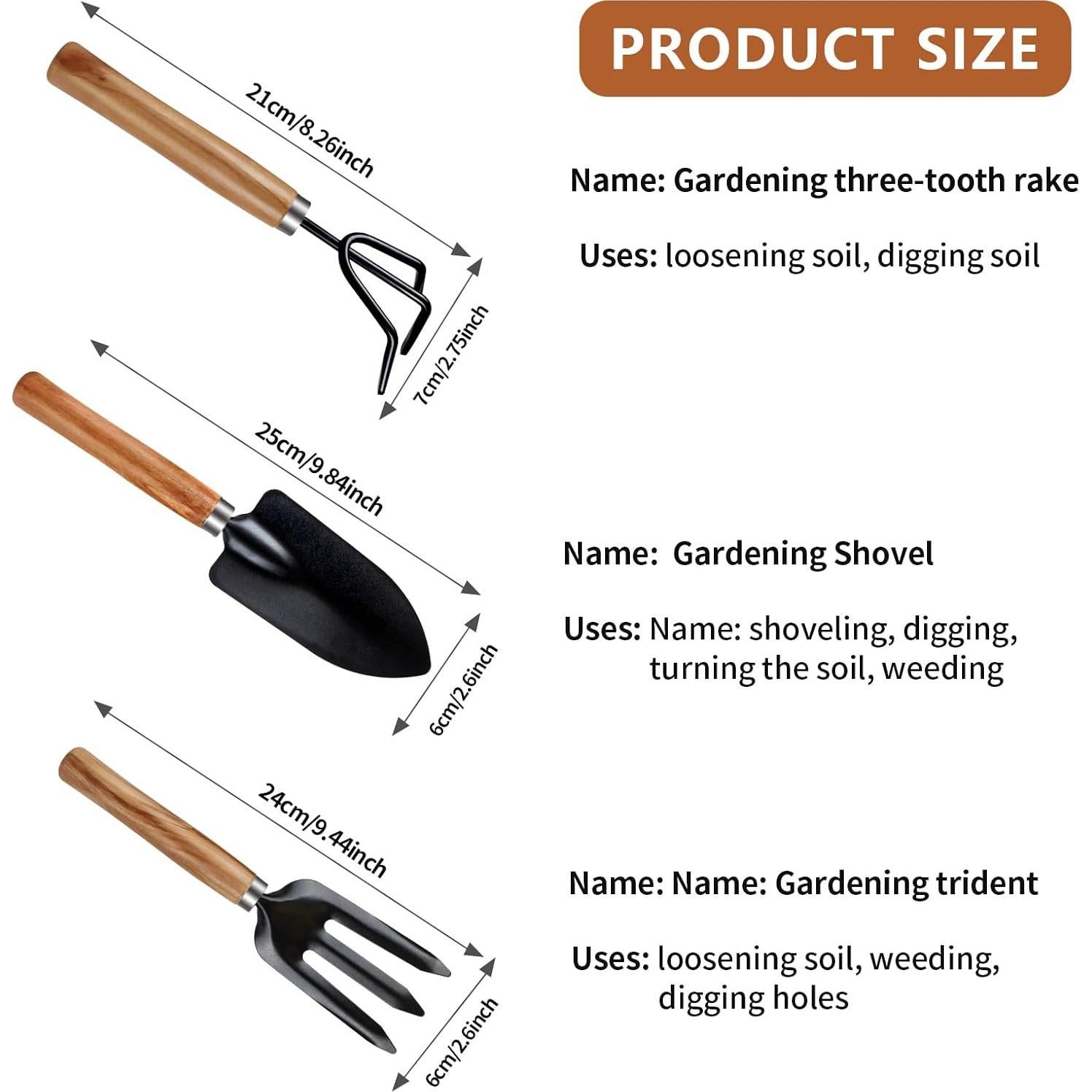 Kit de Herramientas de Jardinería Rukinovi 3 Piezas Ergonómico