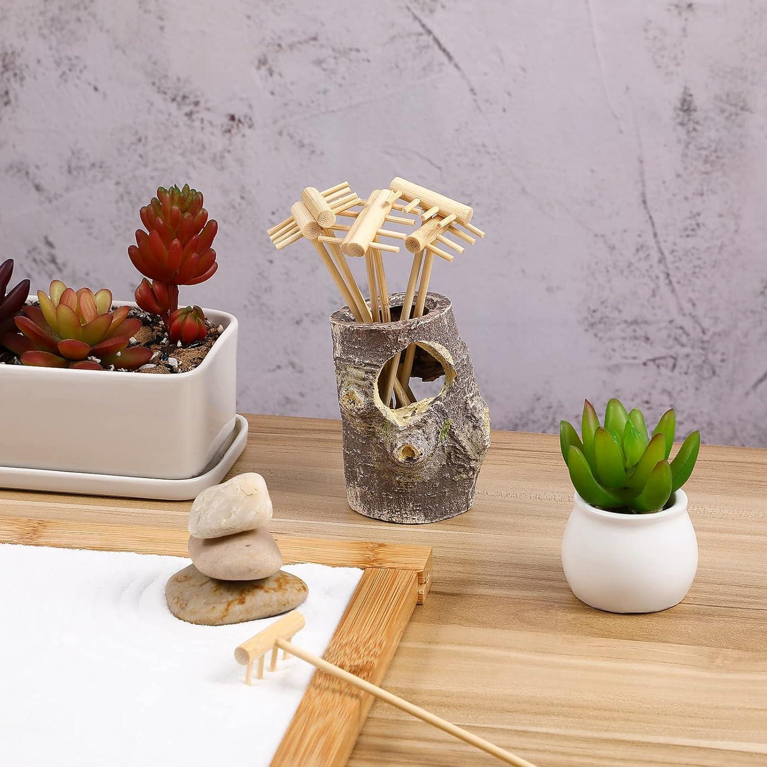 Set de 8 Mini Rastrillos de Jardín Zen HEALLILY de Bambú