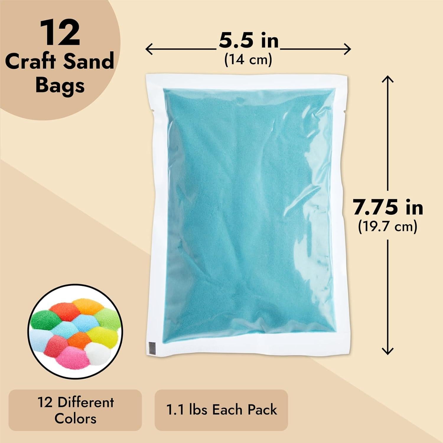 Bright Creations Kit de 12 Arenas de Colores 5.9 kg para Manualidades