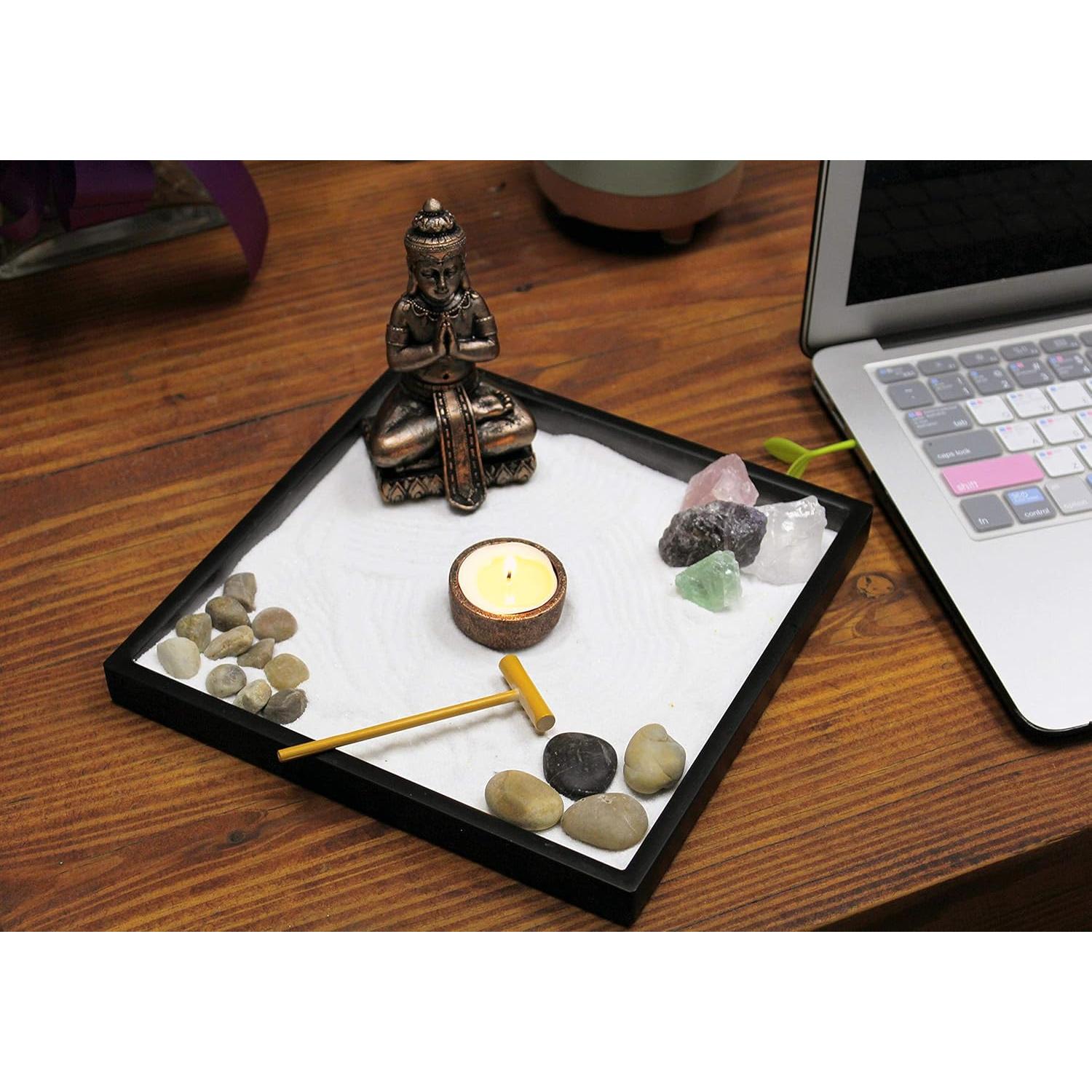 Kit Jardín Zen Nature's Mark para Escritorio con Rastrillo y Vela