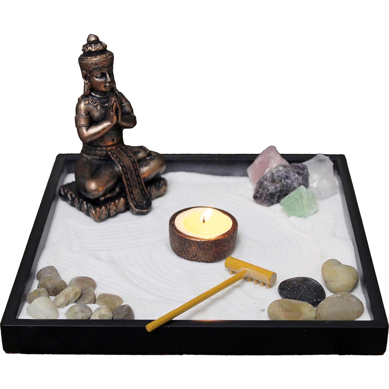 Kit Jardín Zen Nature's Mark para Escritorio con Rastrillo y Vela