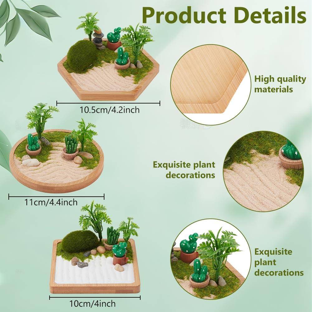 Kit Jardín Zen Desértico WEBEEDY 3 Piezas Decoración Oficina