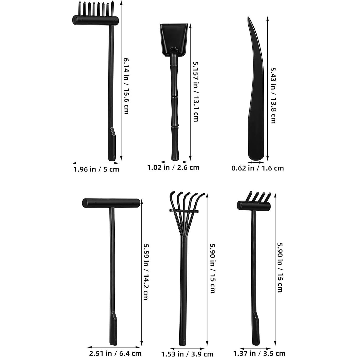 Set de 6 Mini Rastrillos de Jardín Zen NUOBESTY - Plástico