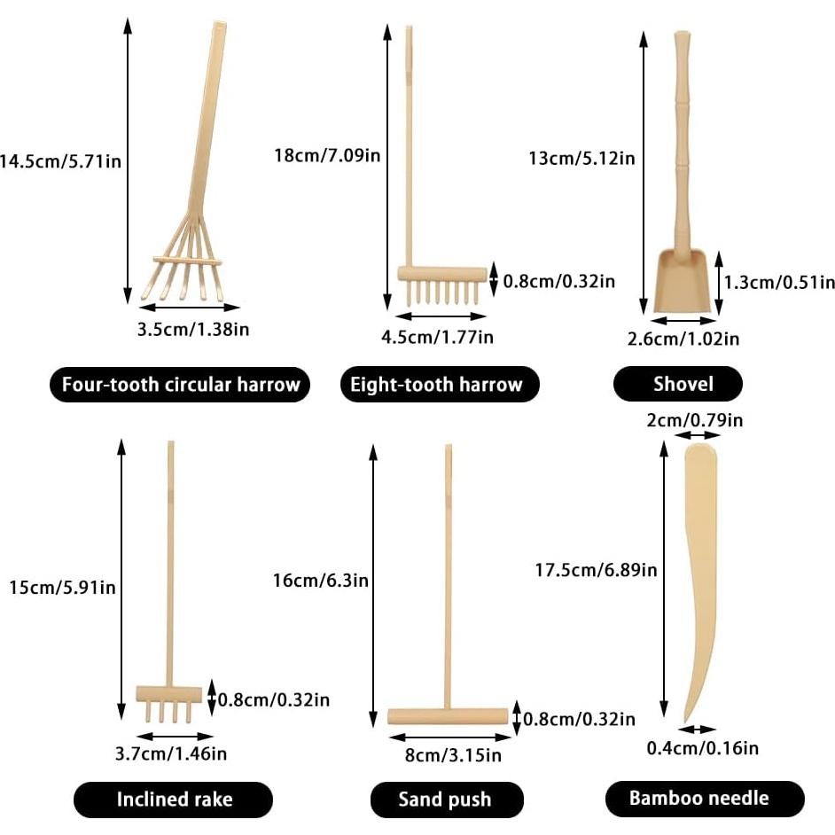 Kit de Herramientas para Jardín Zen Pilarmuture 6 Piezas Beige