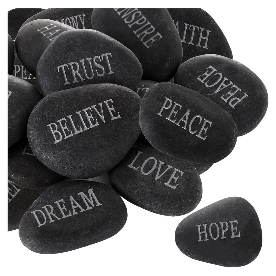 12 Piedras de Río Pulidas con Palabras Inspiradoras - OSPNIEEK