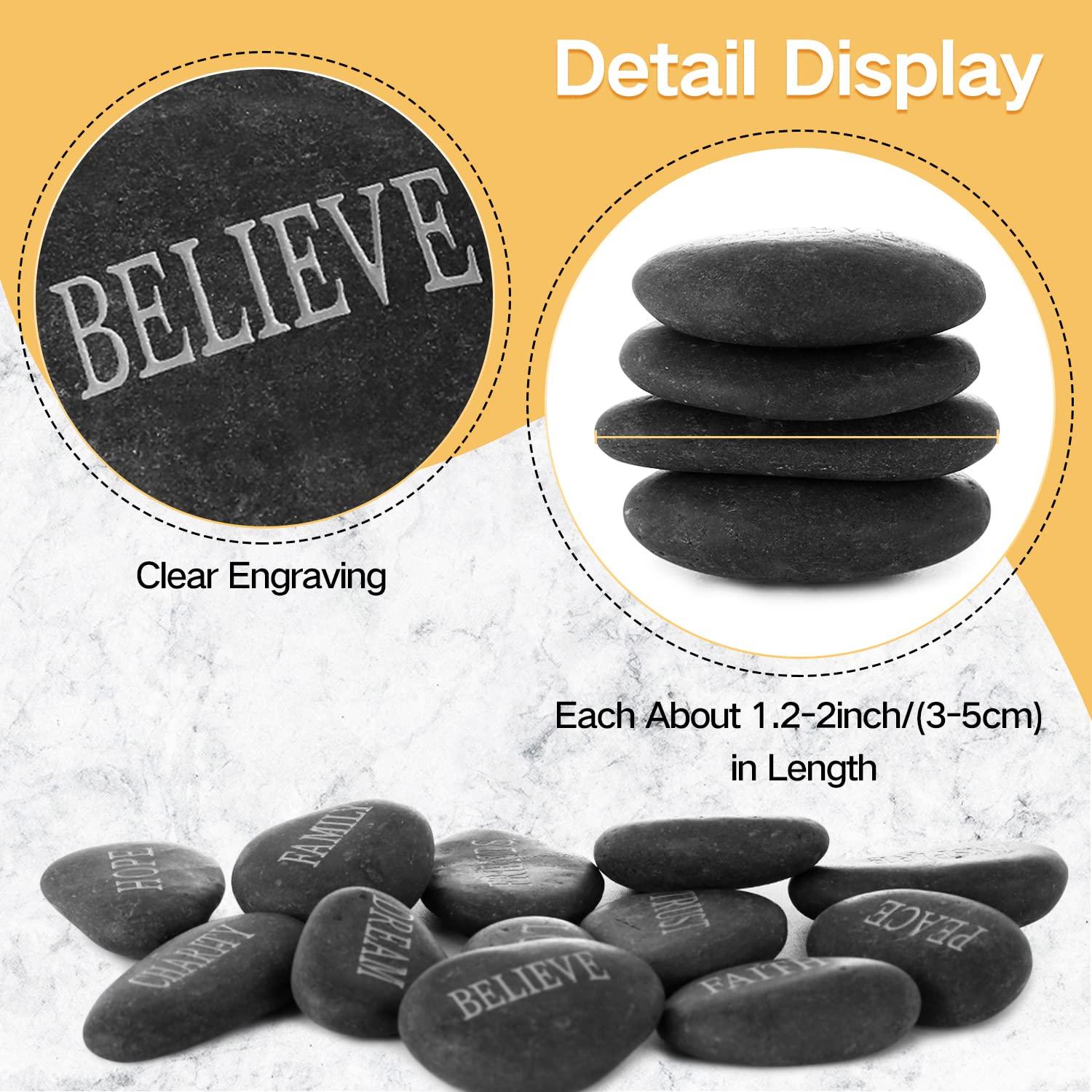 12 Piedras de Río Pulidas con Palabras Inspiradoras - OSPNIEEK