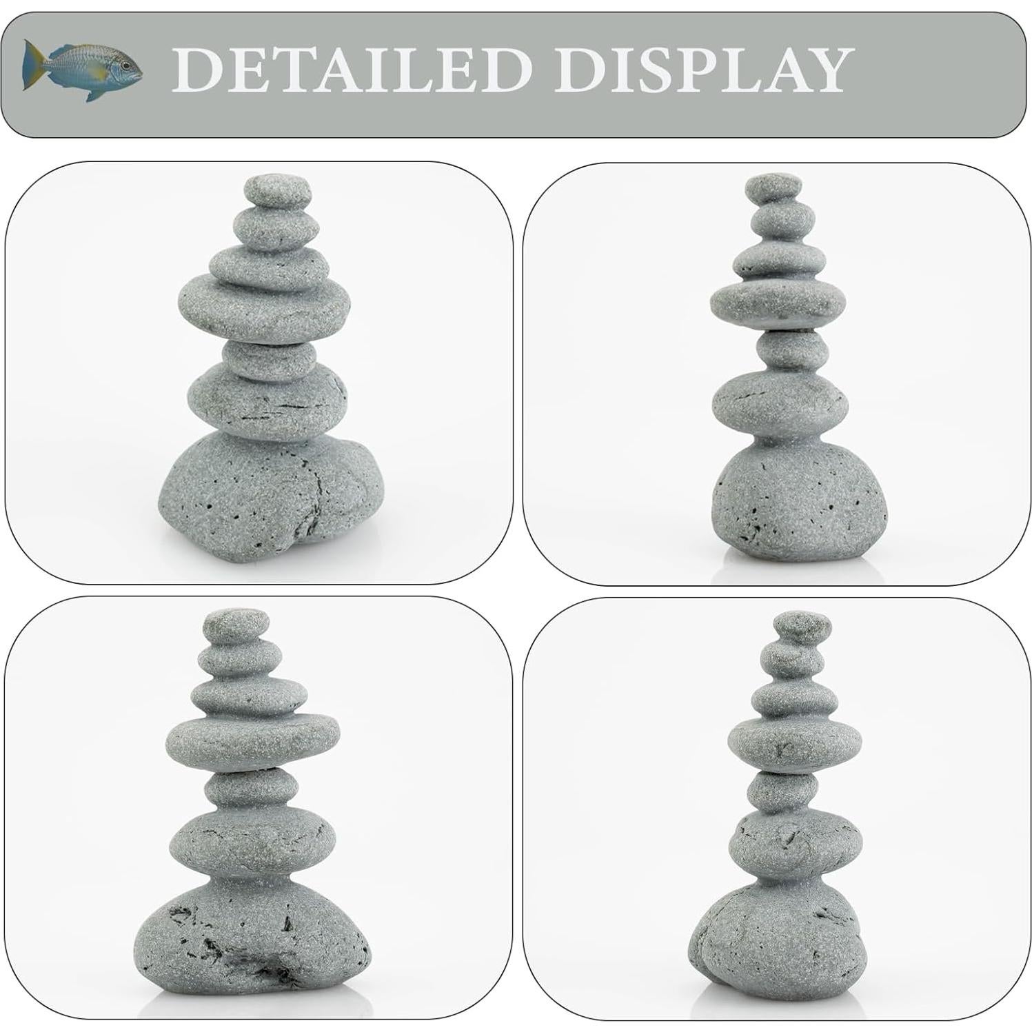 Estatua de Piedras Zen Apiladas SiissaPeksid 9.4 cm para Acuario