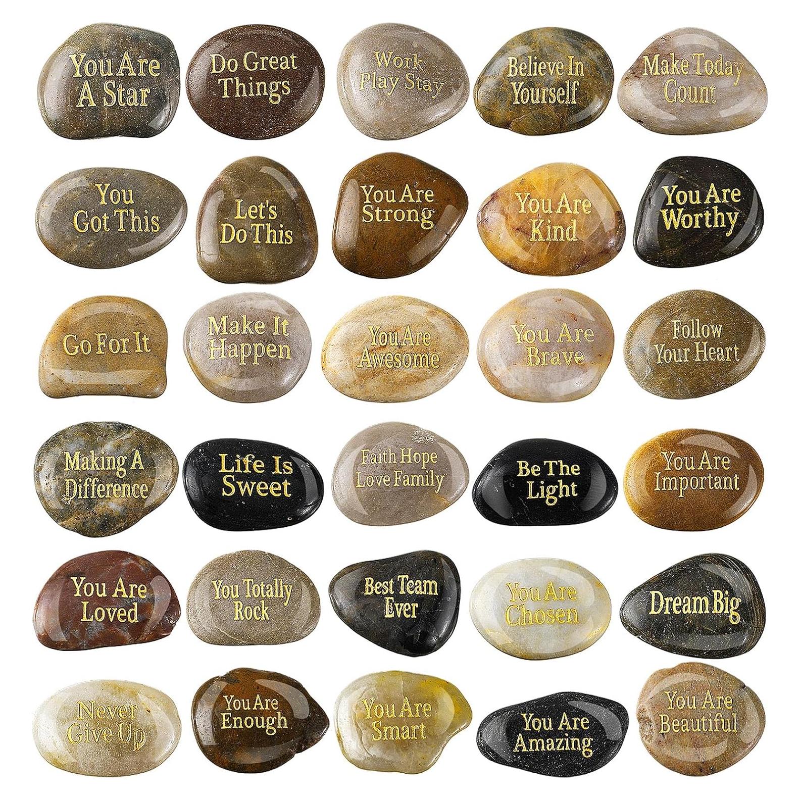 30 Piedras Inspiradoras Sasylvia - Mensajes Positivos 2.5-5 cm