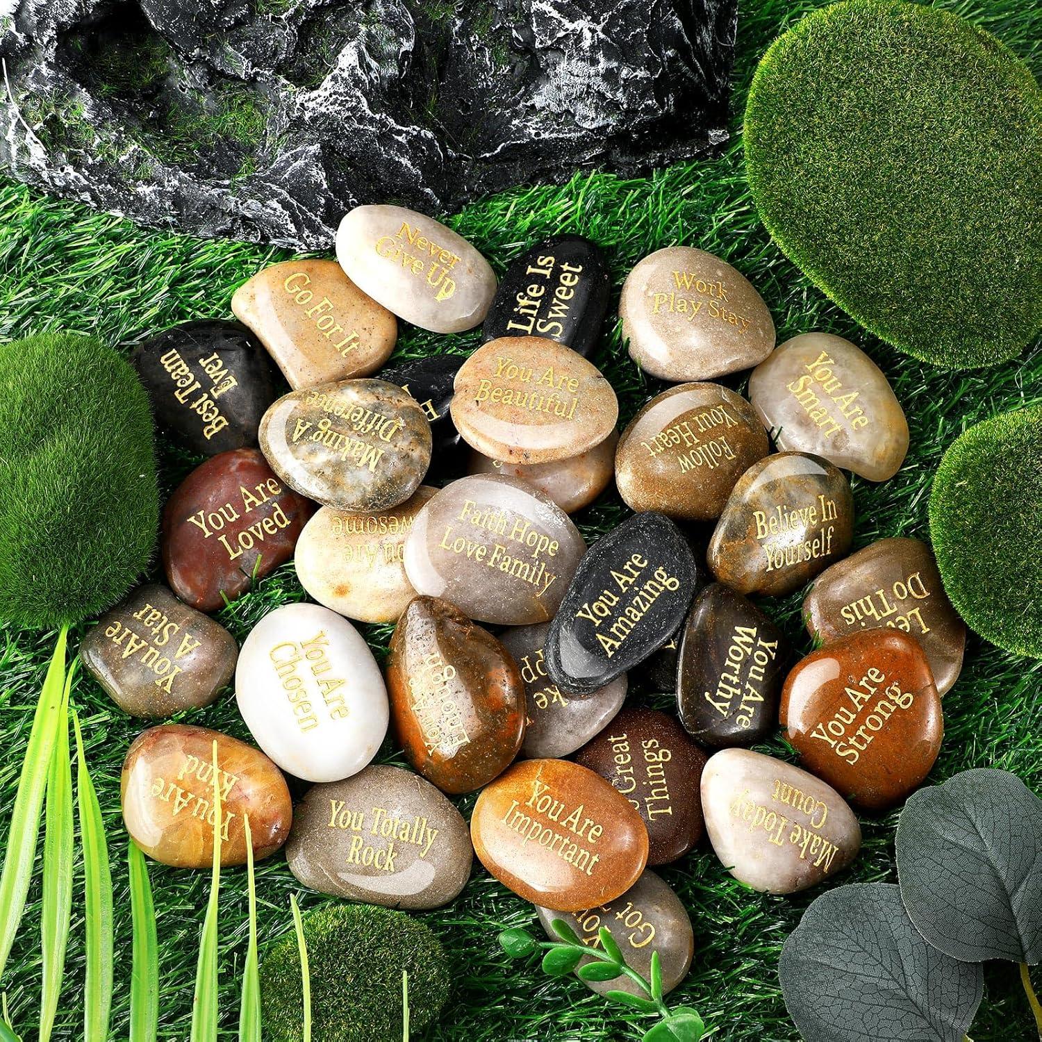 30 Piedras Inspiradoras Sasylvia - Mensajes Positivos 2.5-5 cm