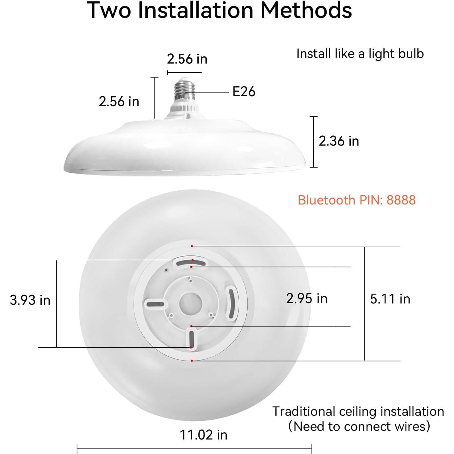Lámpara de Techo LED ASALL 27.9 cm Bluetooth RGB Regulable