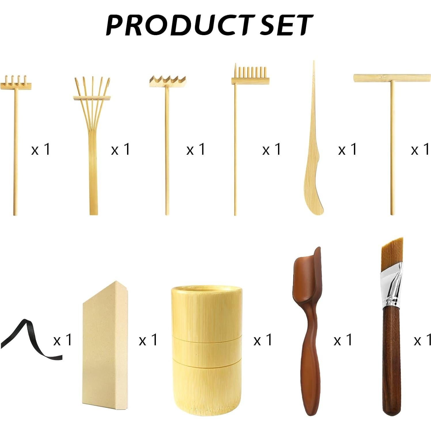 Juego de Herramientas Zen para Jardín Artcome - 6 Rastrillos y Accesorios