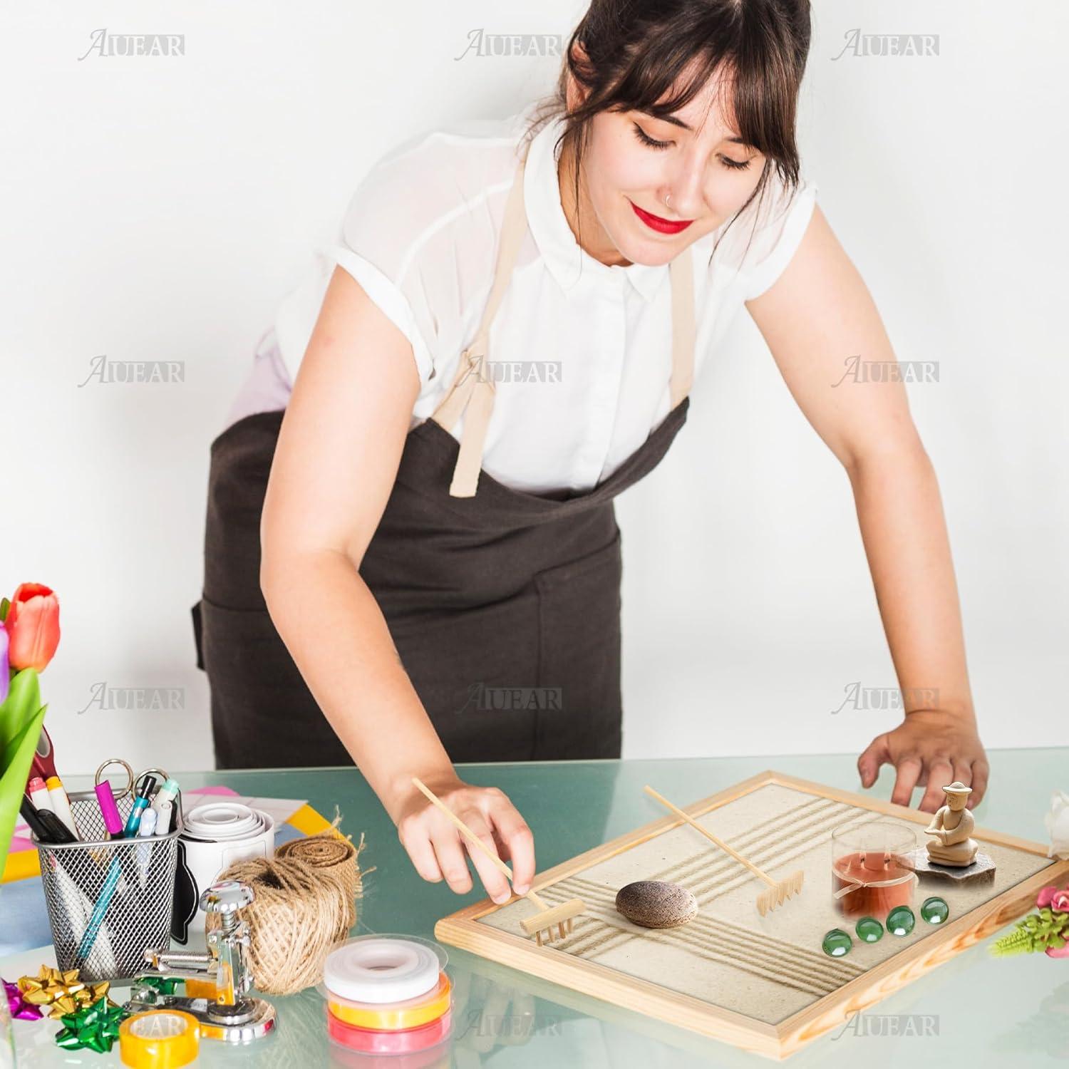 Juego de Rastrillos Zen de Arena AUEAR - 3 Piezas de Bambú