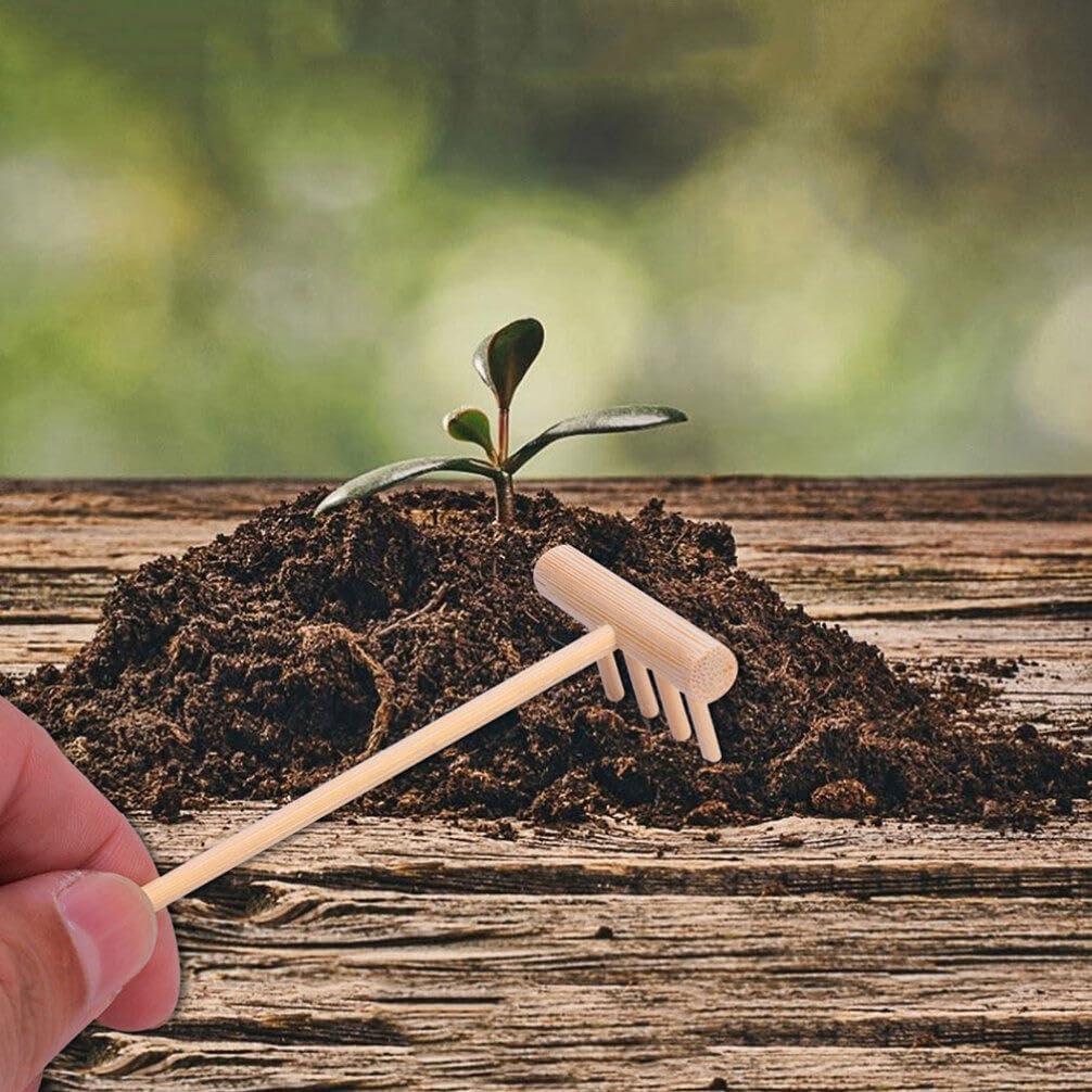 Rastrillo Mini Jardín Zen YARNOW de Bambú 14x3.5x8 cm