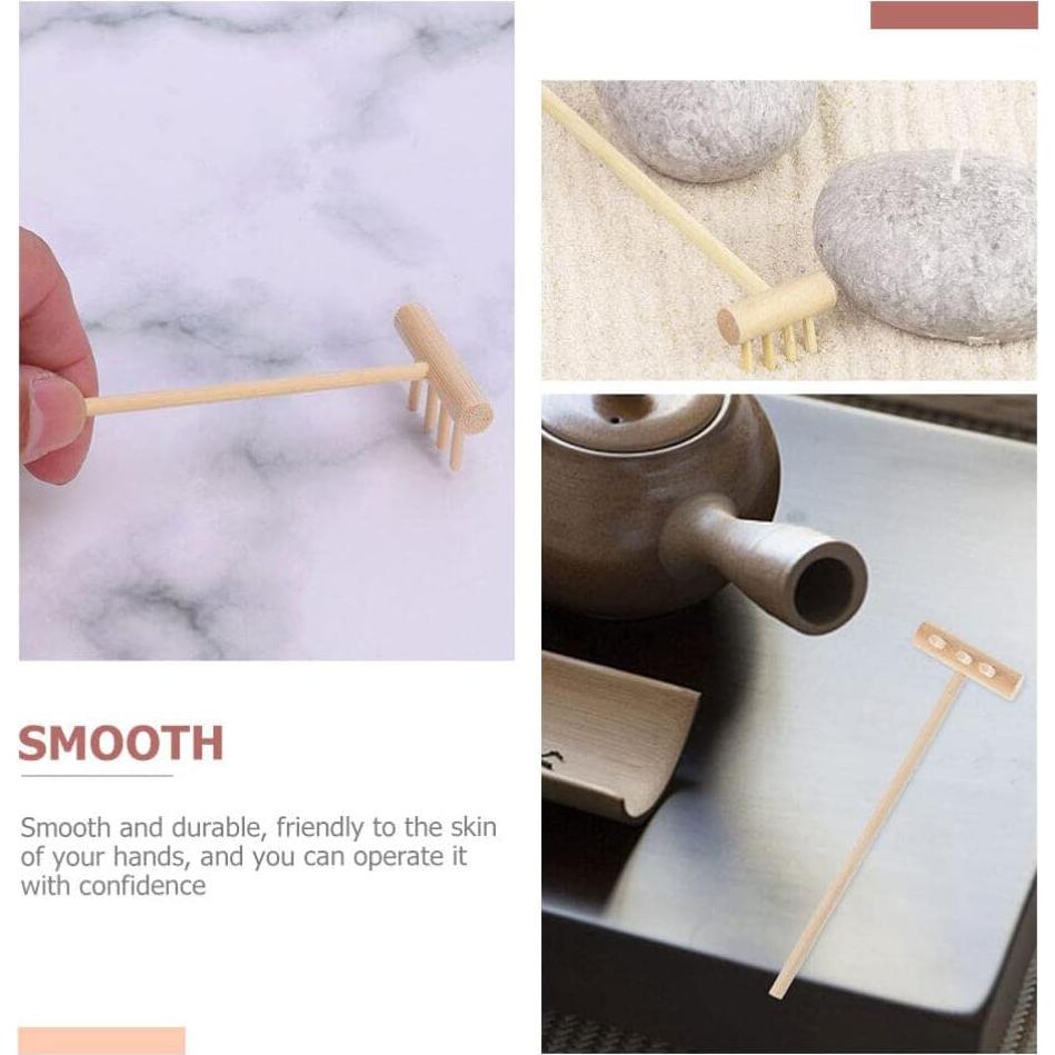 Rastrillo Mini Jardín Zen YARNOW de Bambú 14x3.5x8 cm