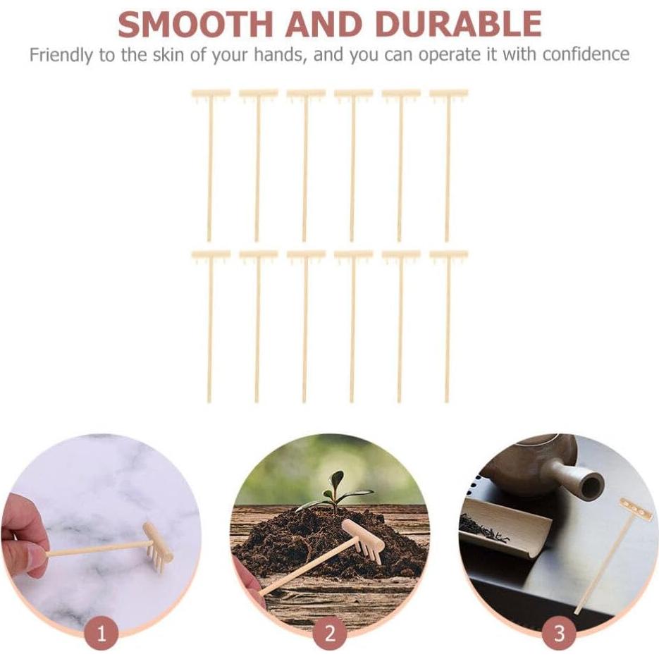 Rastrillo Mini Jardín Zen YARNOW de Bambú 14x3.5x8 cm