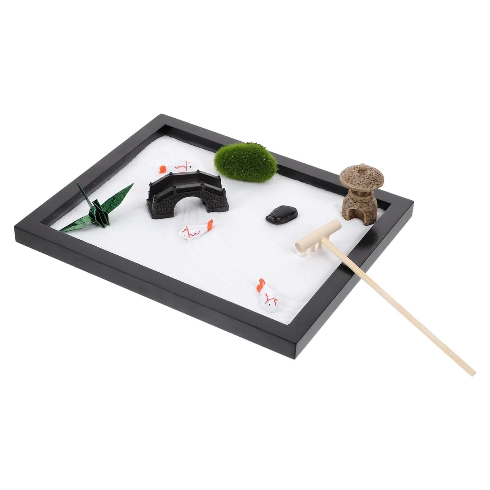 Mesa de Arena Zen Miniatura IMIKEYA para Meditación 21.5x17.5cm