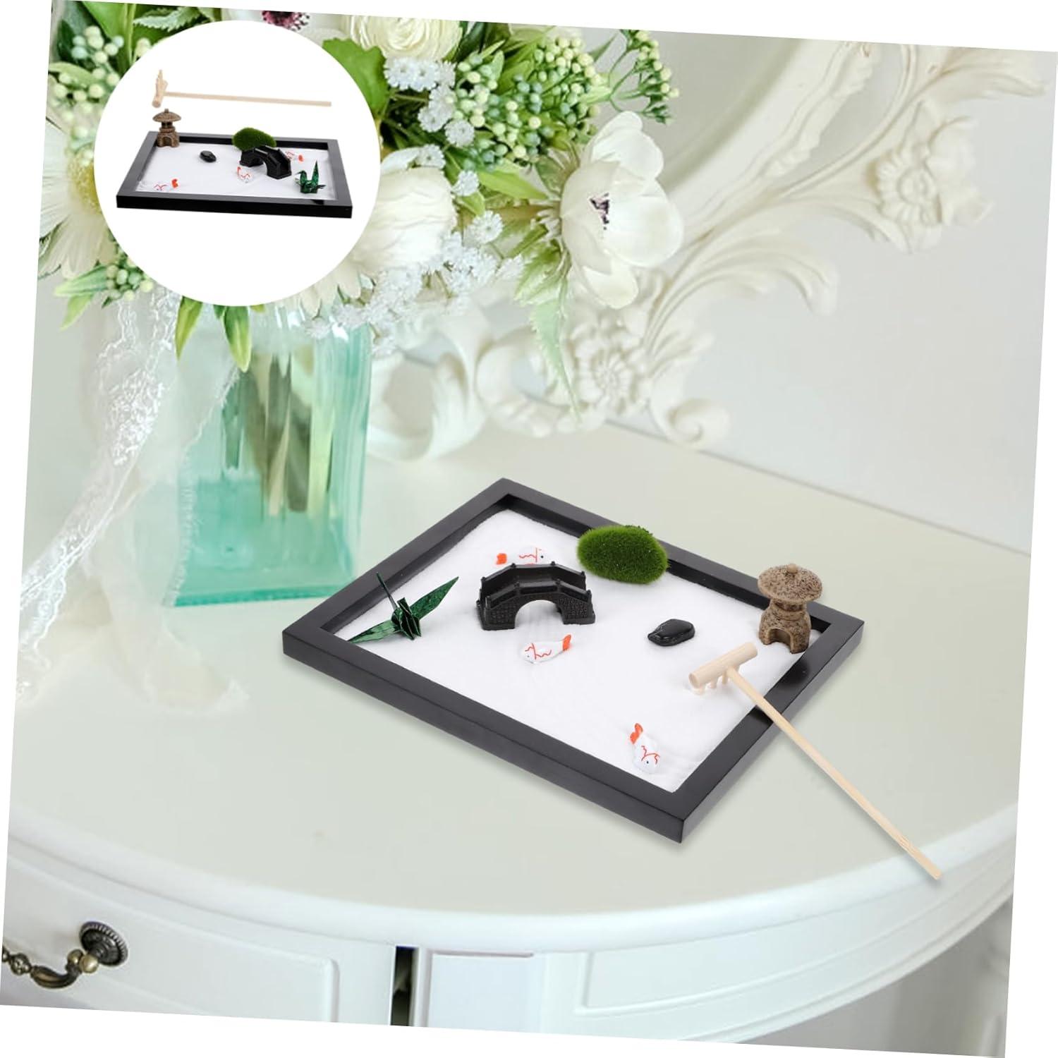 Mesa de Arena Zen Miniatura IMIKEYA para Meditación 21.5x17.5cm