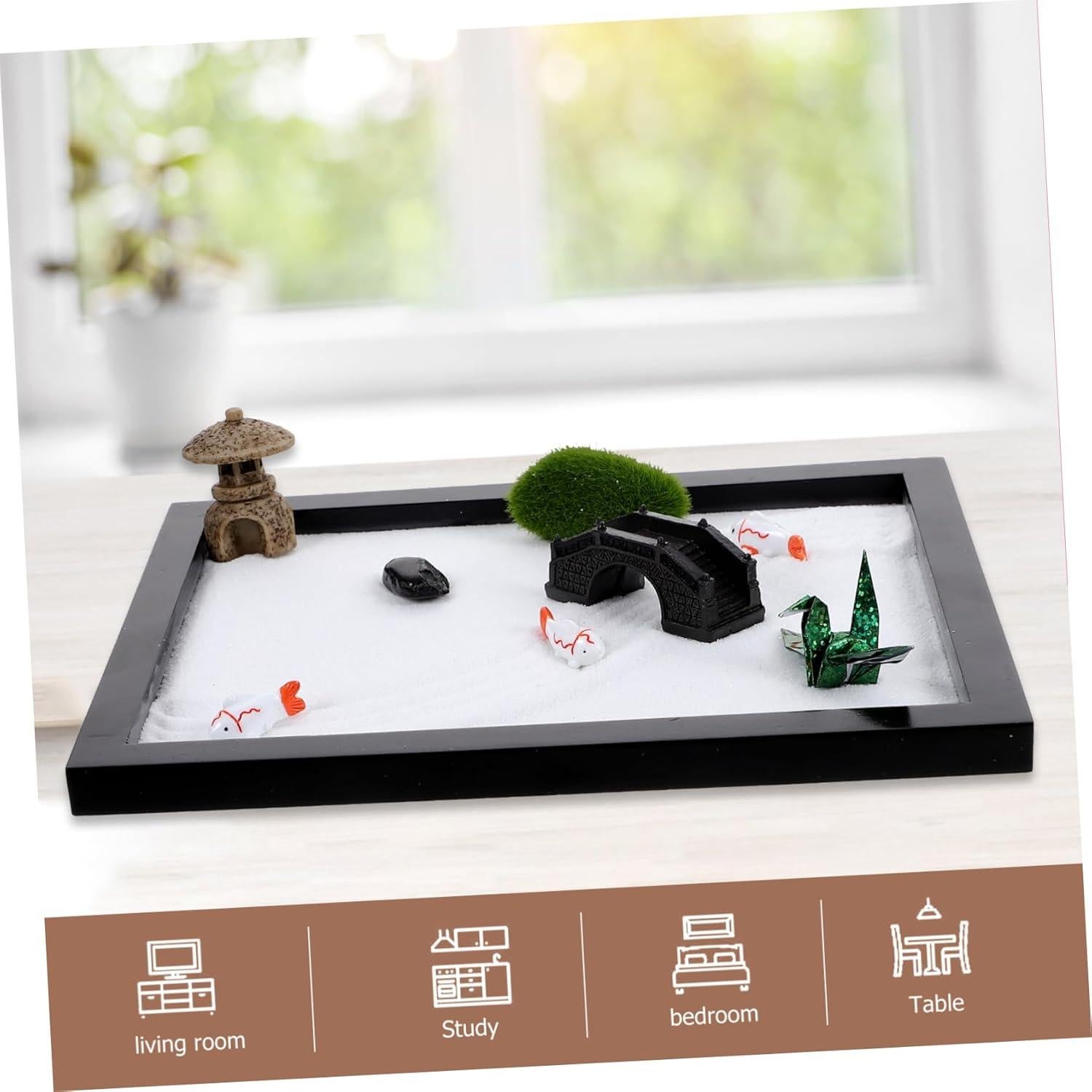 Mesa de Arena Zen Miniatura IMIKEYA para Meditación 21.5x17.5cm