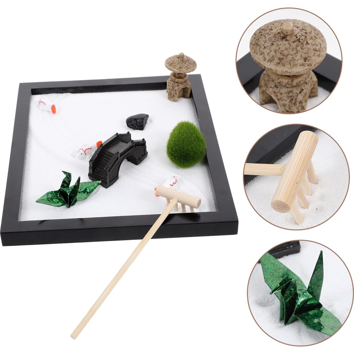 Mesa de Arena Zen Miniatura IMIKEYA para Meditación 21.5x17.5cm