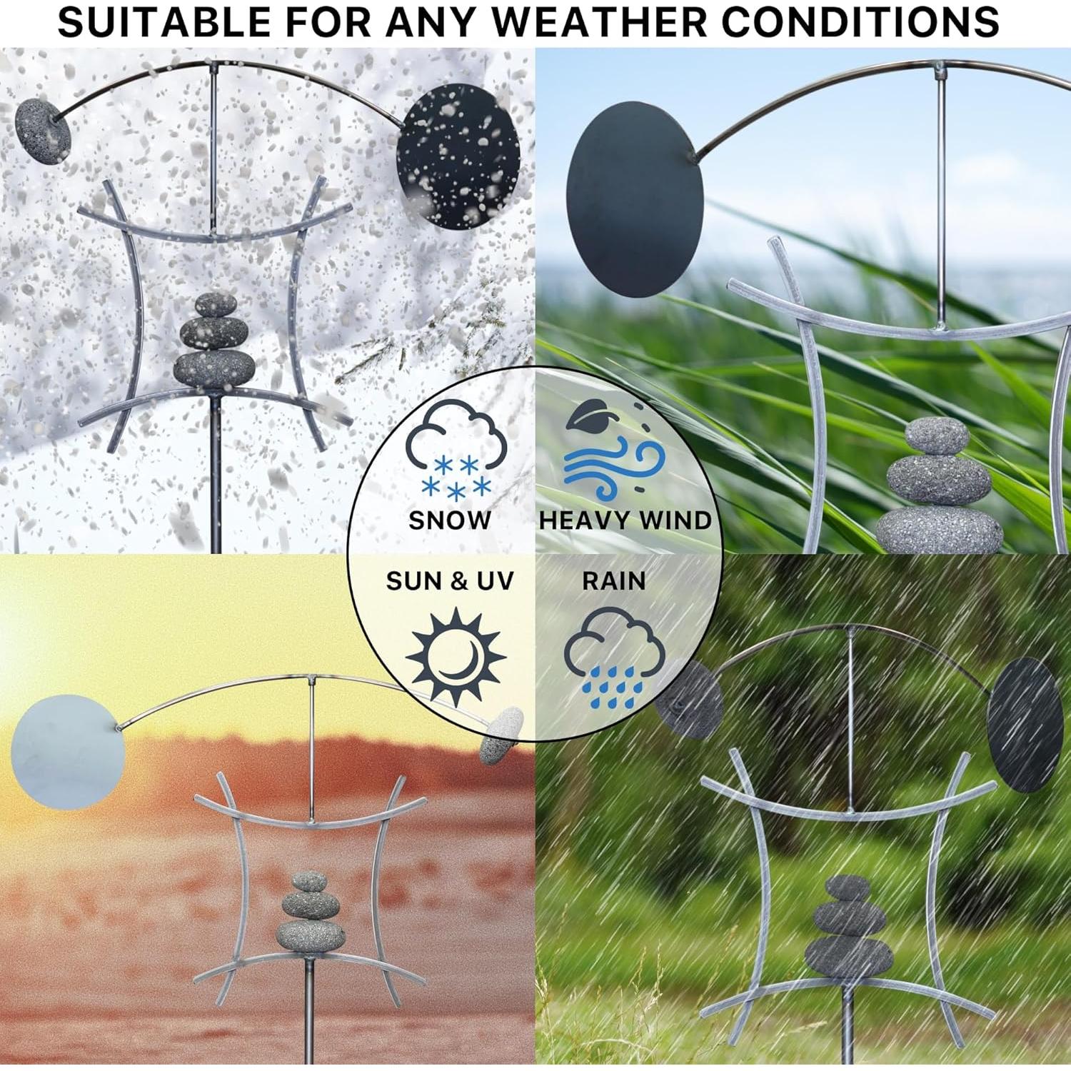 Escultura Cinética de Jardín Zen Aura Life - Acero Desnudo 61x122cm