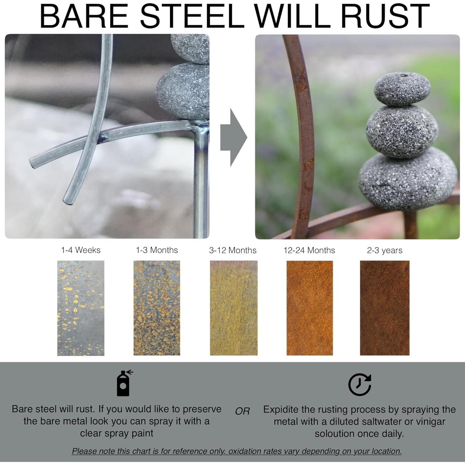 Escultura Cinética de Jardín Zen Aura Life - Acero Desnudo 61x122cm