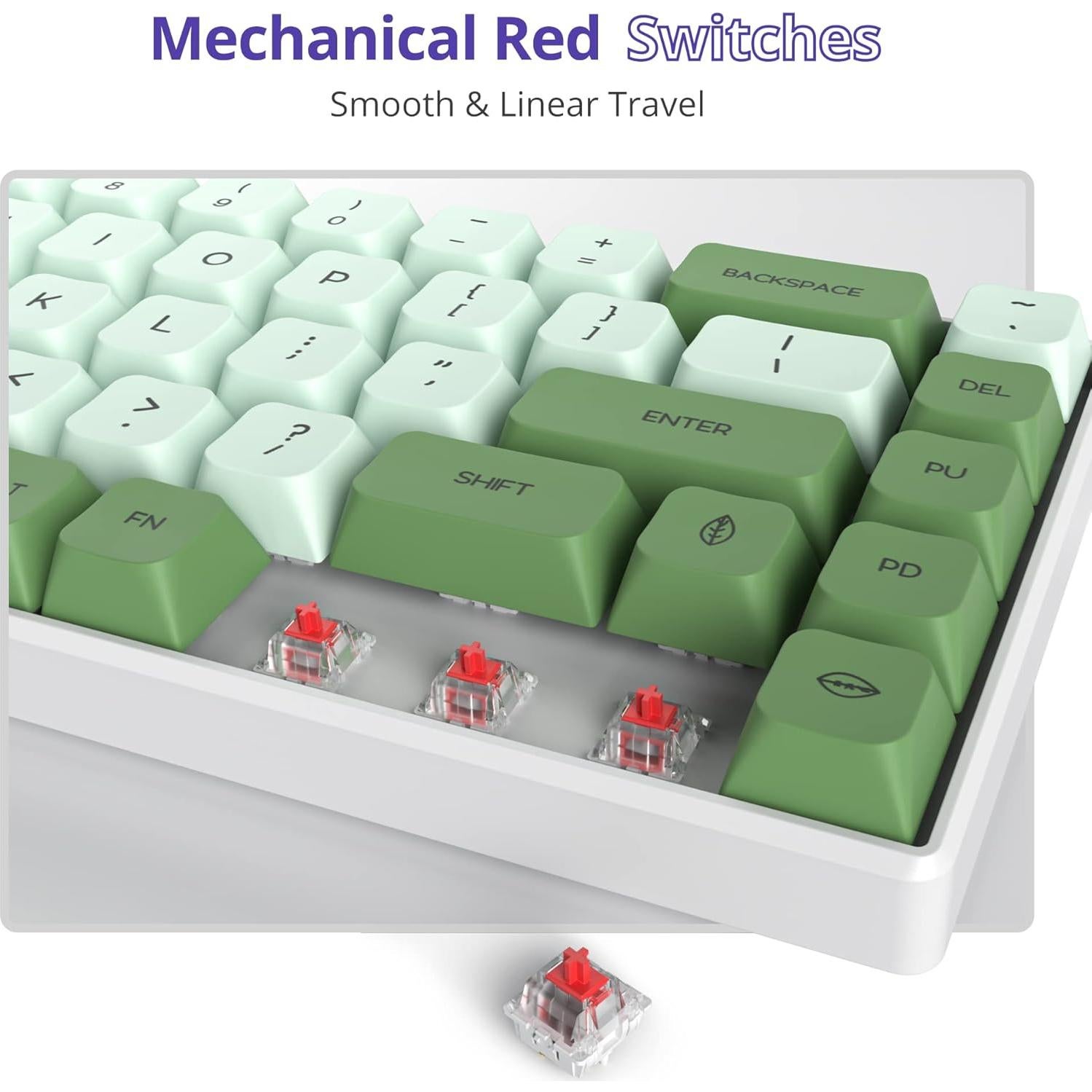 Teclado Mecánico Owpkeenthy 65% RGB Switch Rojo Matcha