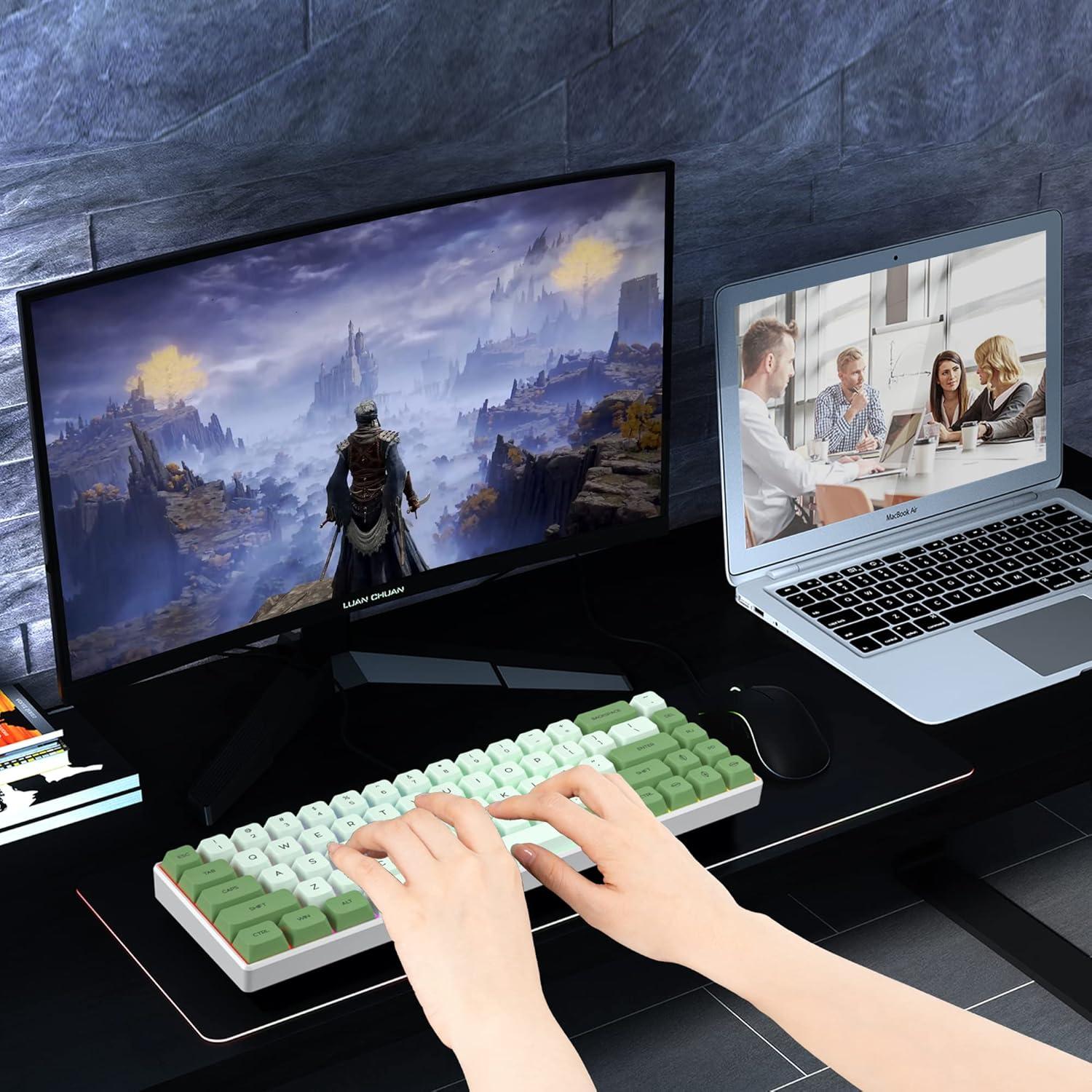 Teclado Mecánico Owpkeenthy 65% RGB Switch Rojo Matcha