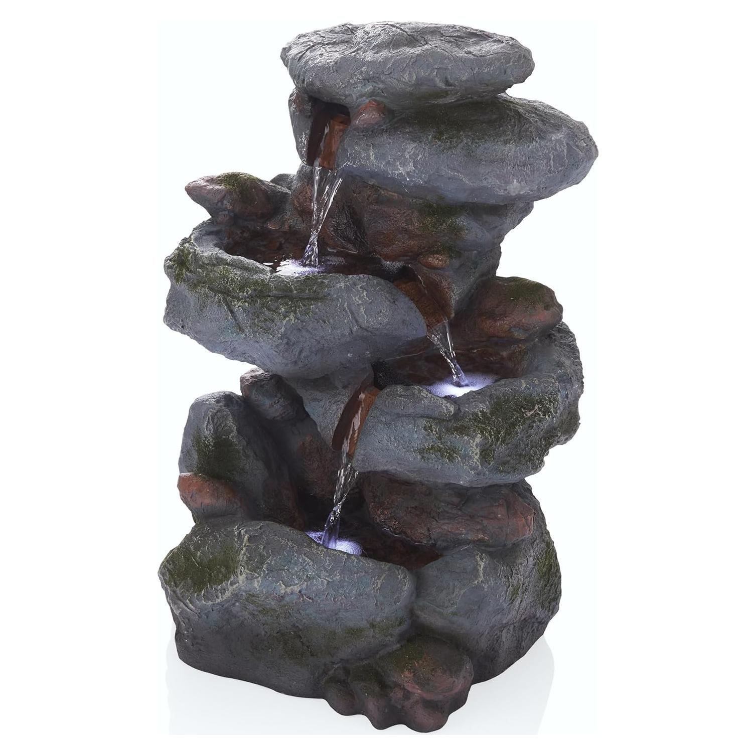 Fuente de Agua de Rocas 3 Niveles Alpine WIN582 con LED