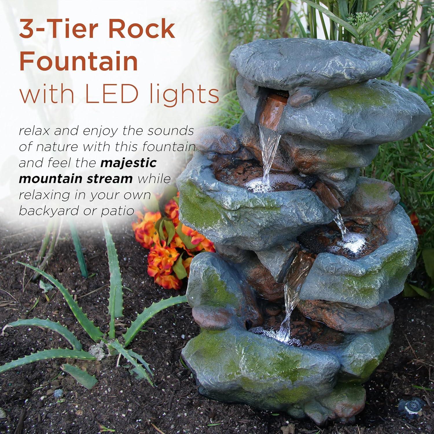 Fuente de Agua de Rocas 3 Niveles Alpine WIN582 con LED