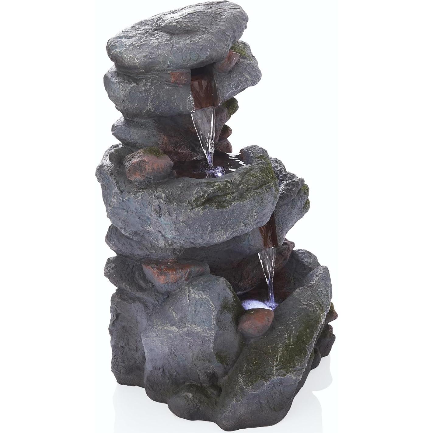Fuente de Agua de Rocas 3 Niveles Alpine WIN582 con LED